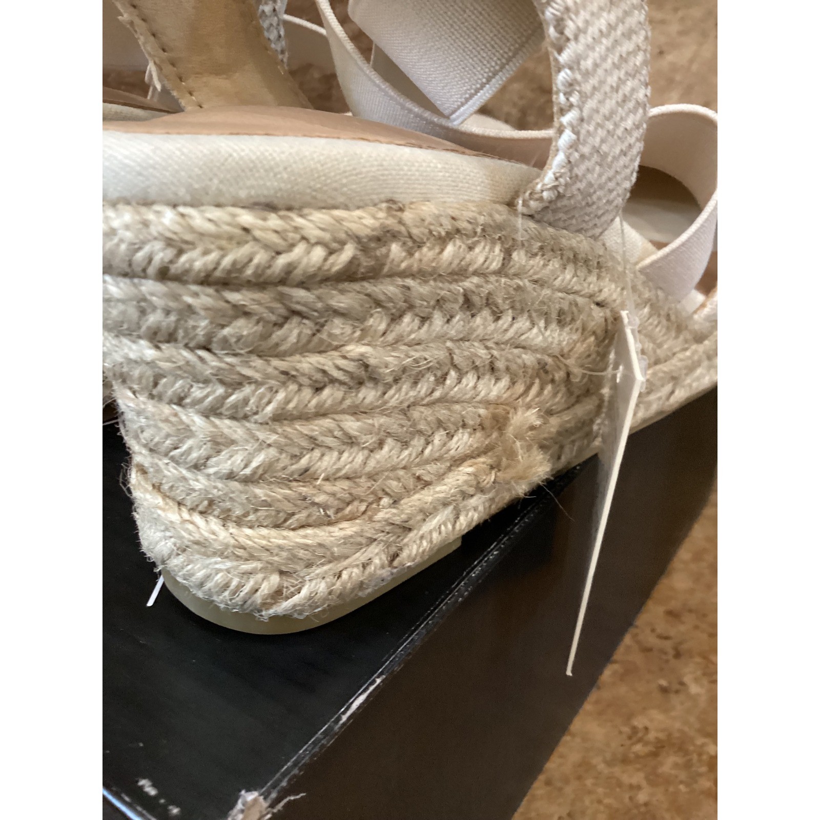 Mysoft Womens Espadrille Wedge Sandals Beige JDS04 Cross Strap Size 8 NEW