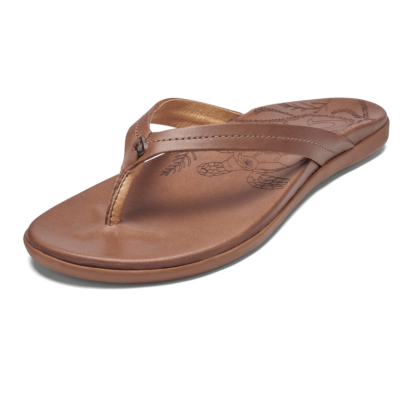 OluKai Women’s Honu Leather Slide Sandals, Premium Full-Grain Leather,