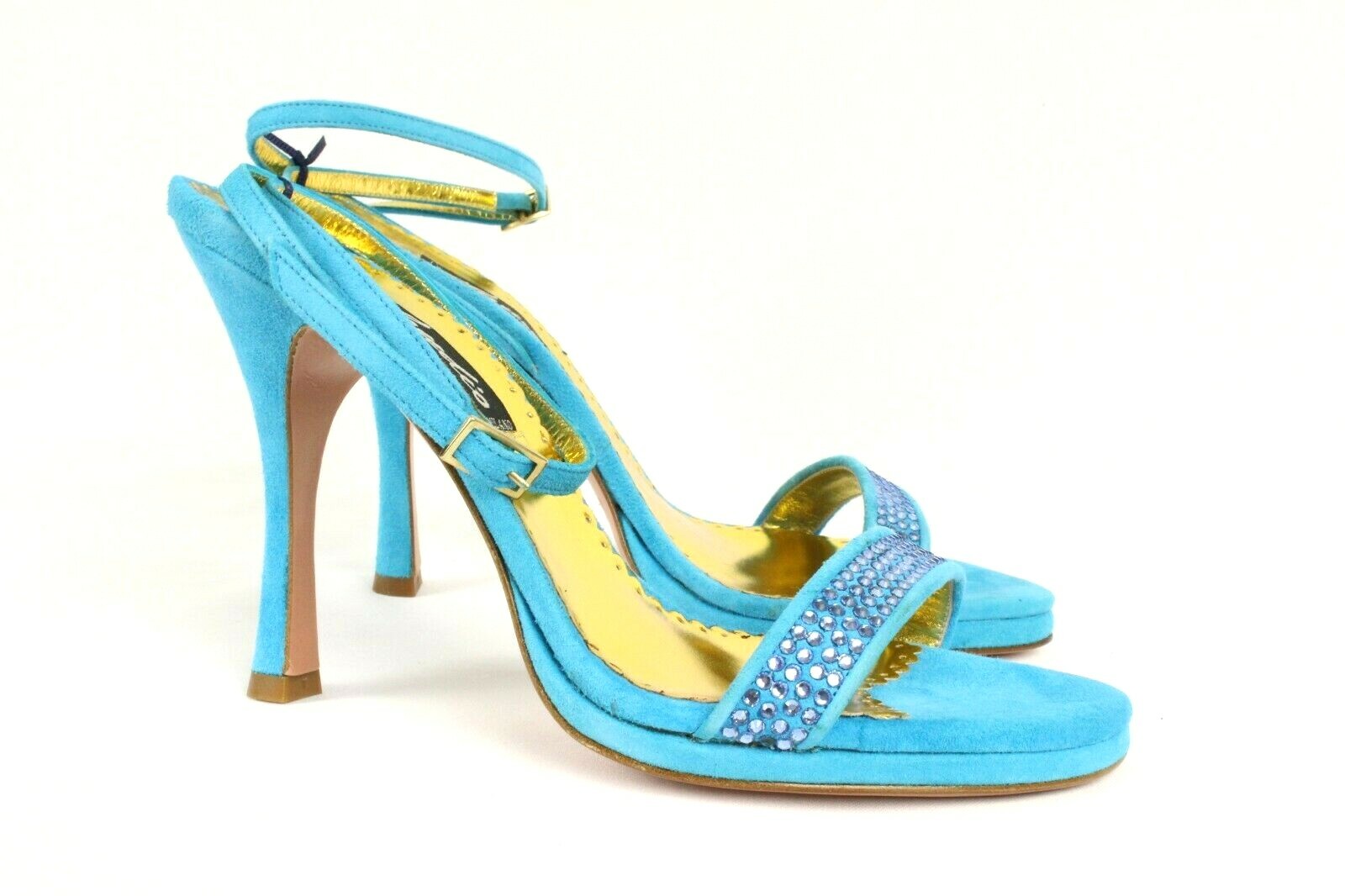 Francesco Saco Women’s Blue Suede Crystal Shoes Size 35 Italy Retail $420