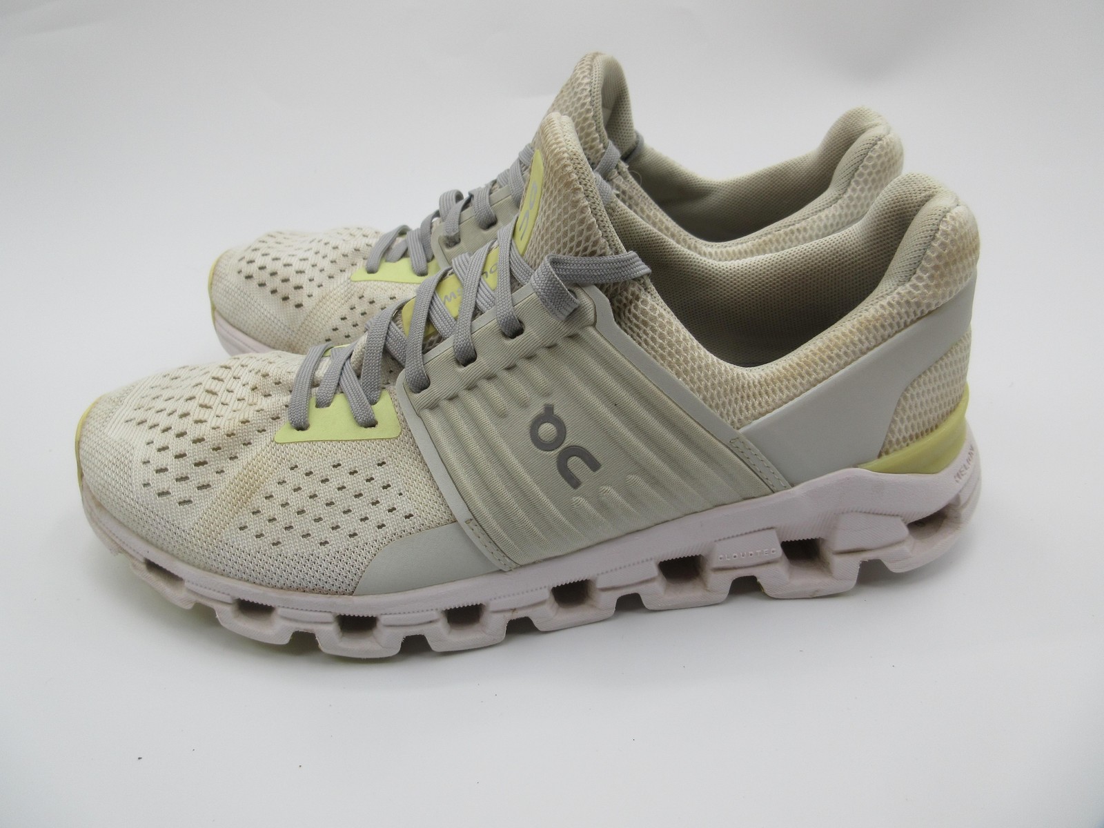 On Running Cloudswift Shoes Womens Size 7.5 Beige Gray Lime Sneakers CloudTec