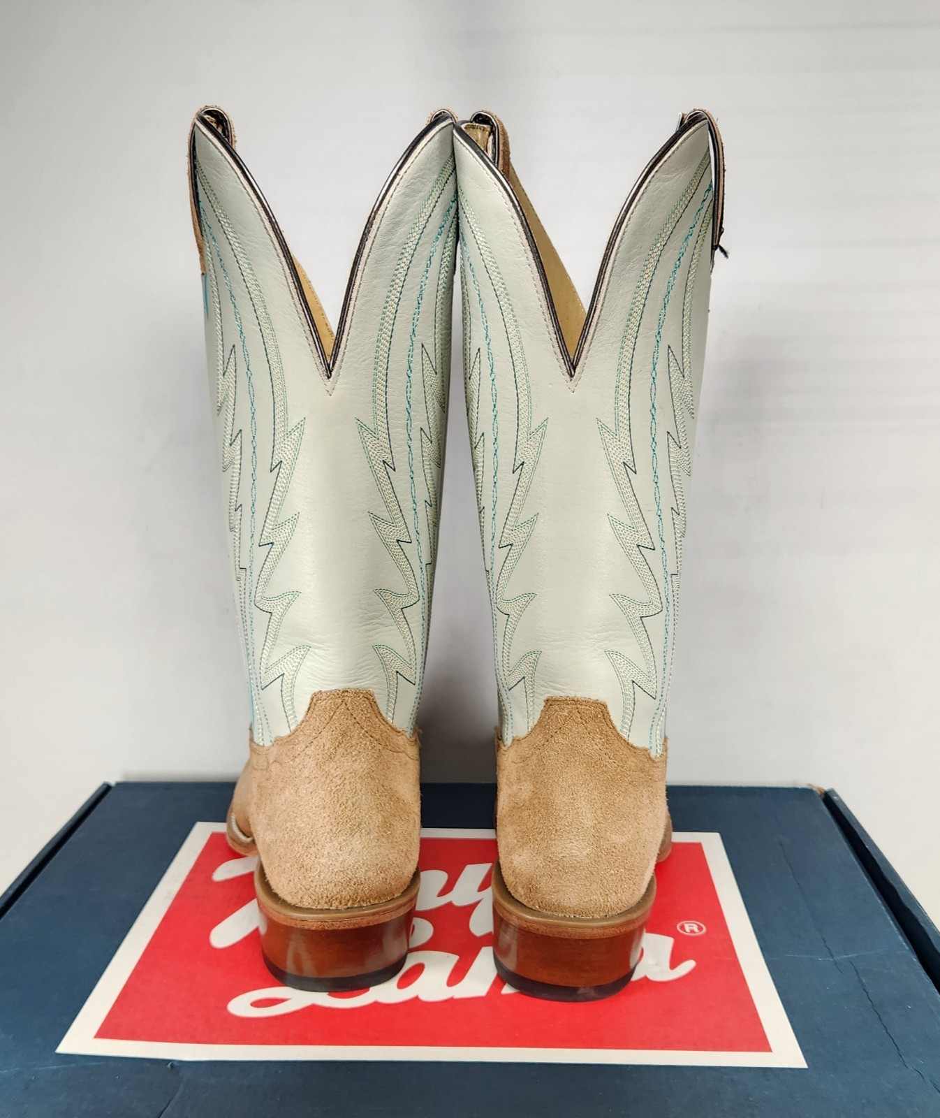 7.5 WOM – Tony Lama Siena 13″ Western – Taupe SUEDE LEATHER – RN3621