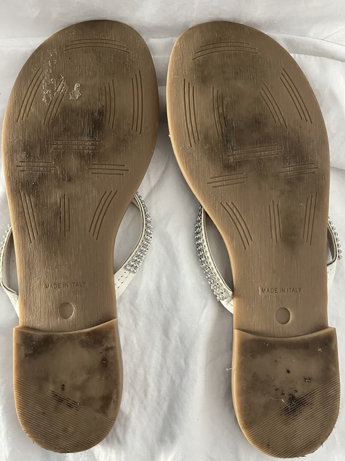 Mariella Made In Italy Rhinestone Comfort Thong Flat Slip On Sandals Size 9.5