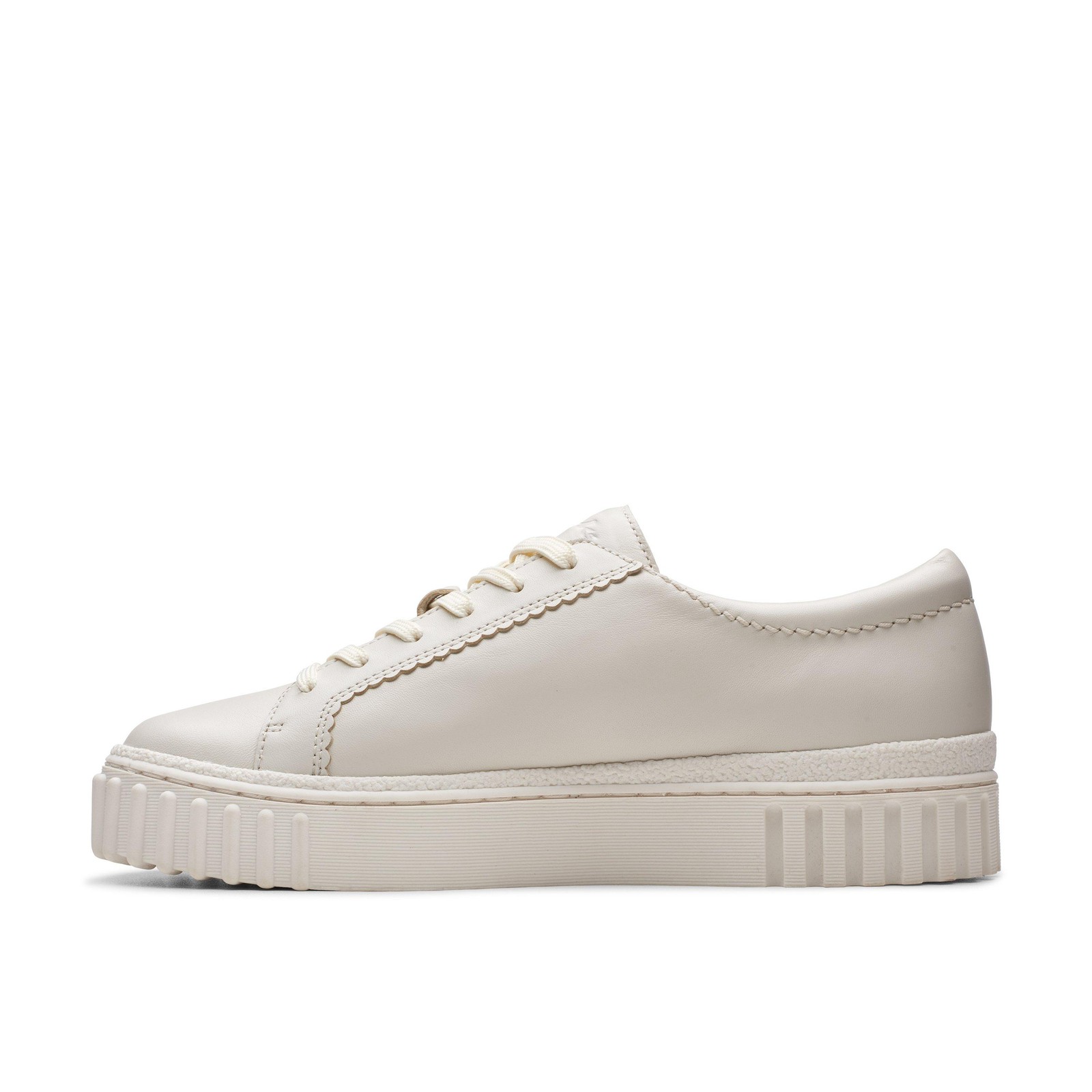 Clarks Womens Mayhill Walk White Leather Casual Sneakers Shoes