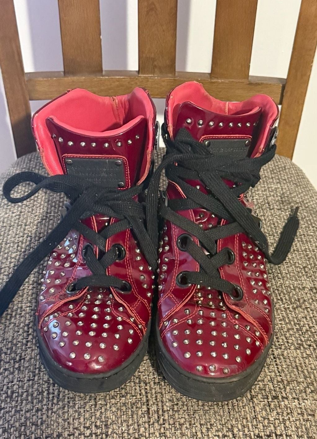 Rock & Republic Primo Red Patent Studded High-Top Sneakers