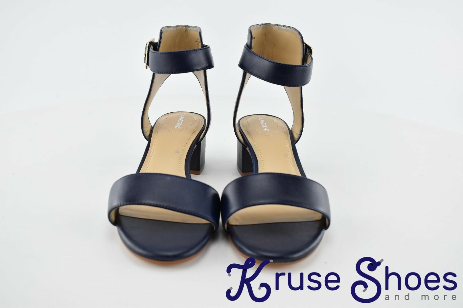LAND’S END Womens High Ankle Strap Heel Sandals Deep Sea Size 6W