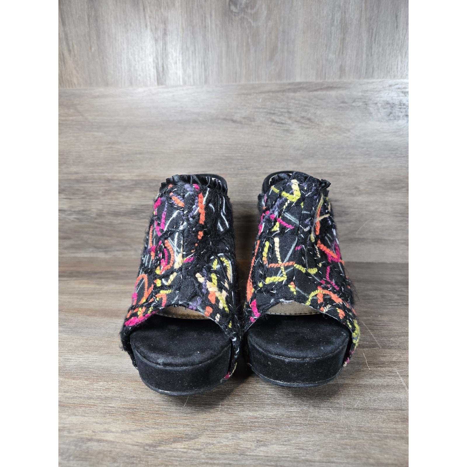 Avant Garde Kayleen Los Angeles Boho Artsy Abstract Platform Wedge Sandal Sz 8