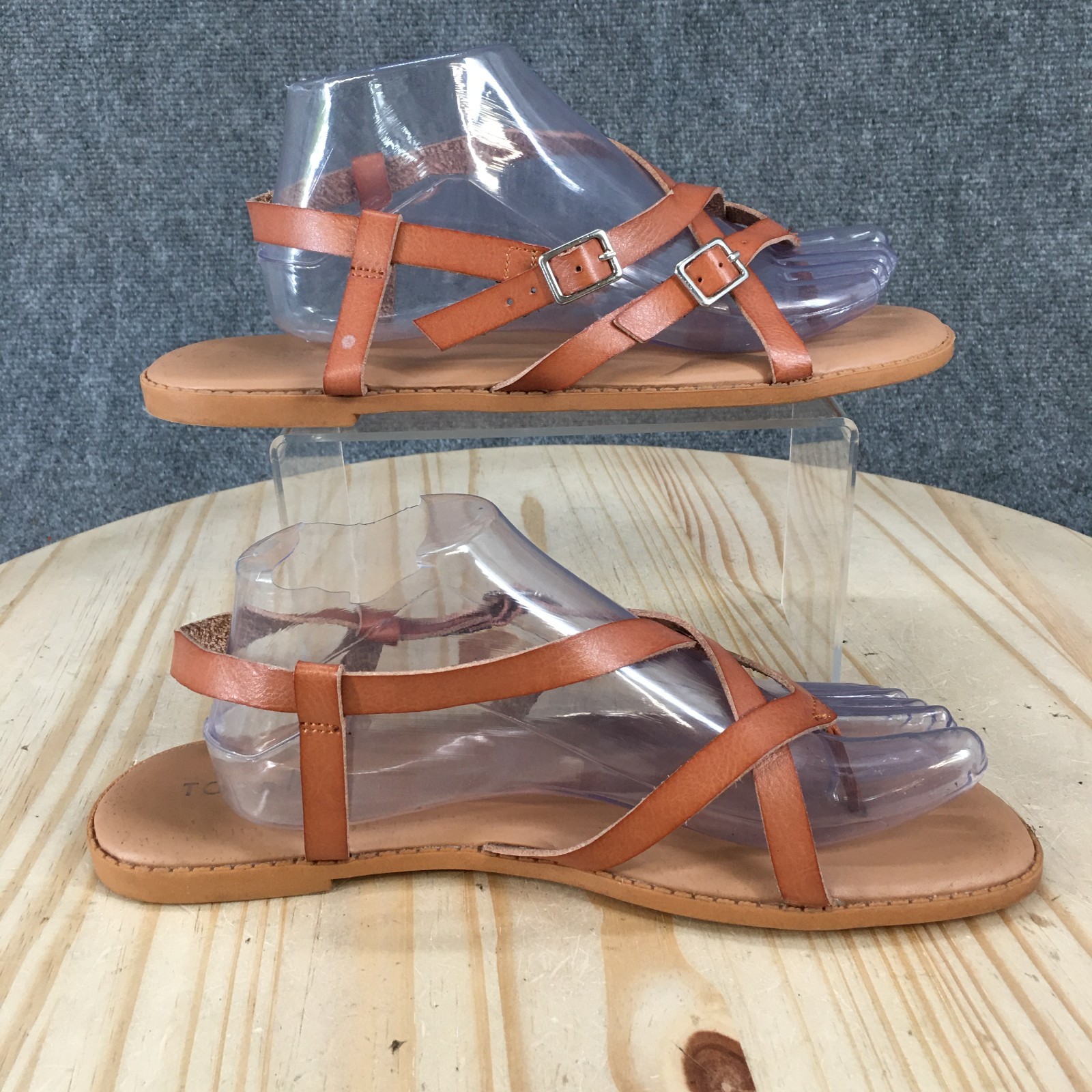 Torrid Sandals Womens 9.5 WW Casual Strappy Slingback Flats Brown Faux Leather