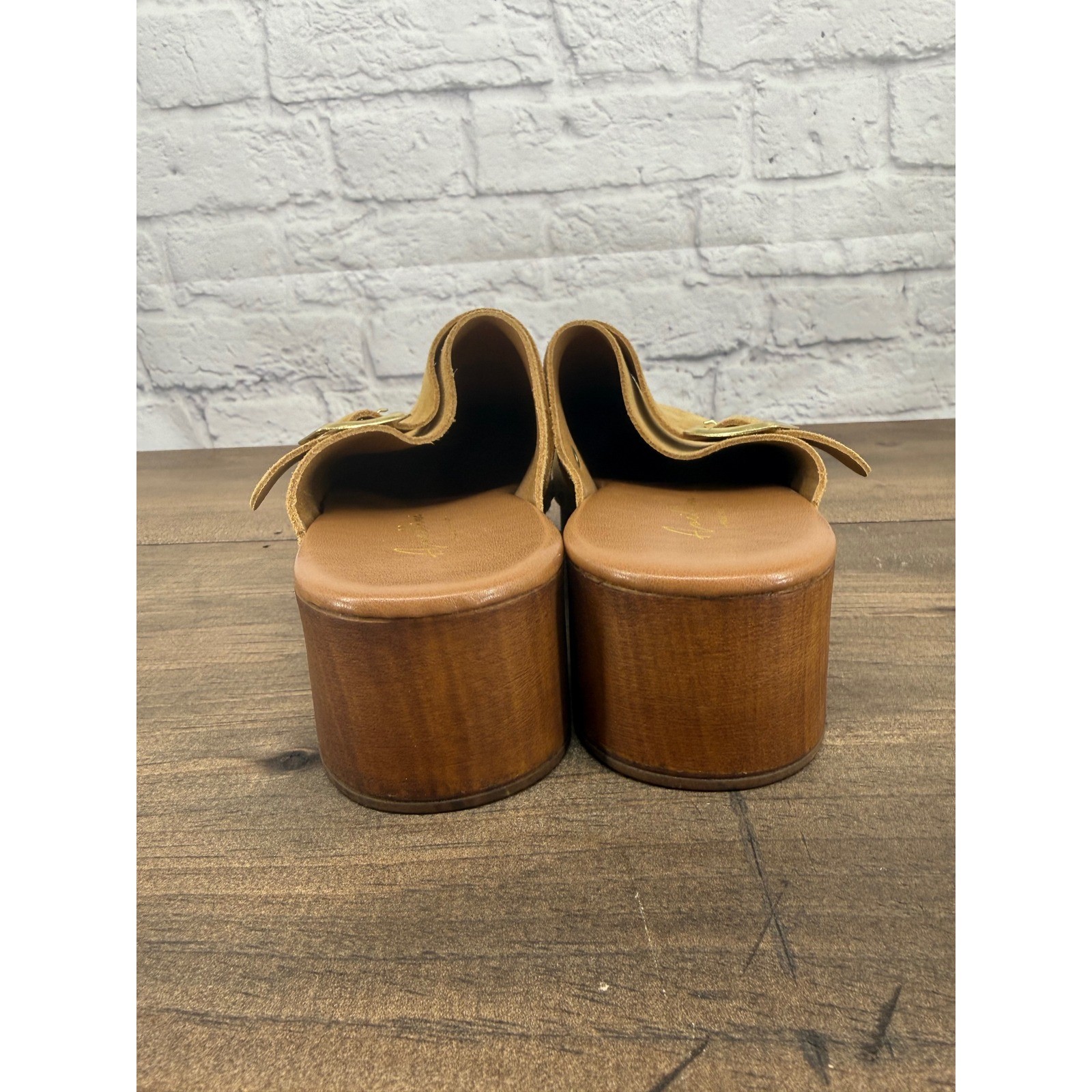 Anellini Suede Clogs Studded Wood Heel Mule Boho Retro Cottagecore EU 38/ US 7.5
