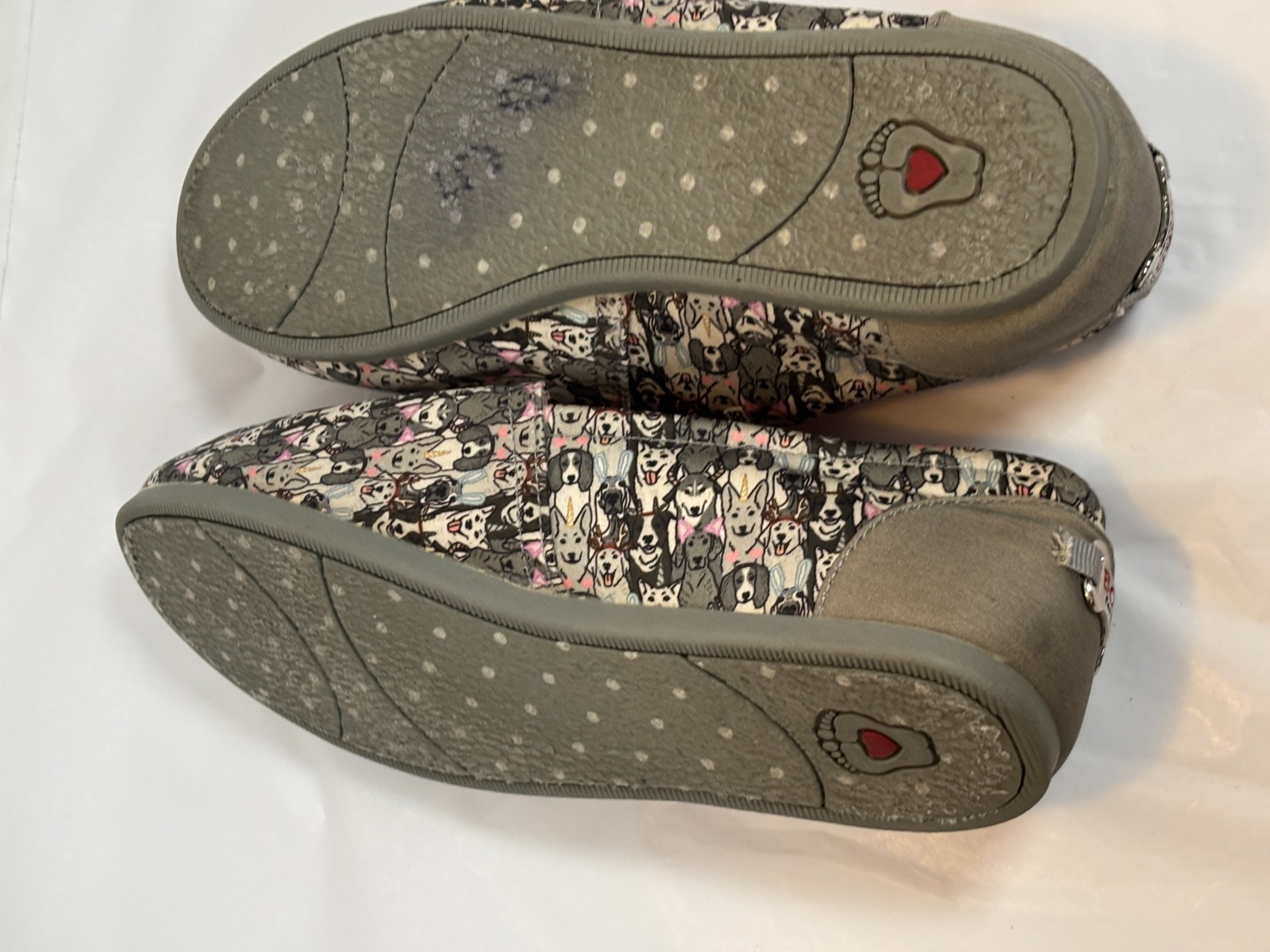 BOBS by Skechers Memory Foam Slip-On Dog Print Canvas Shoes Women’s Size 11