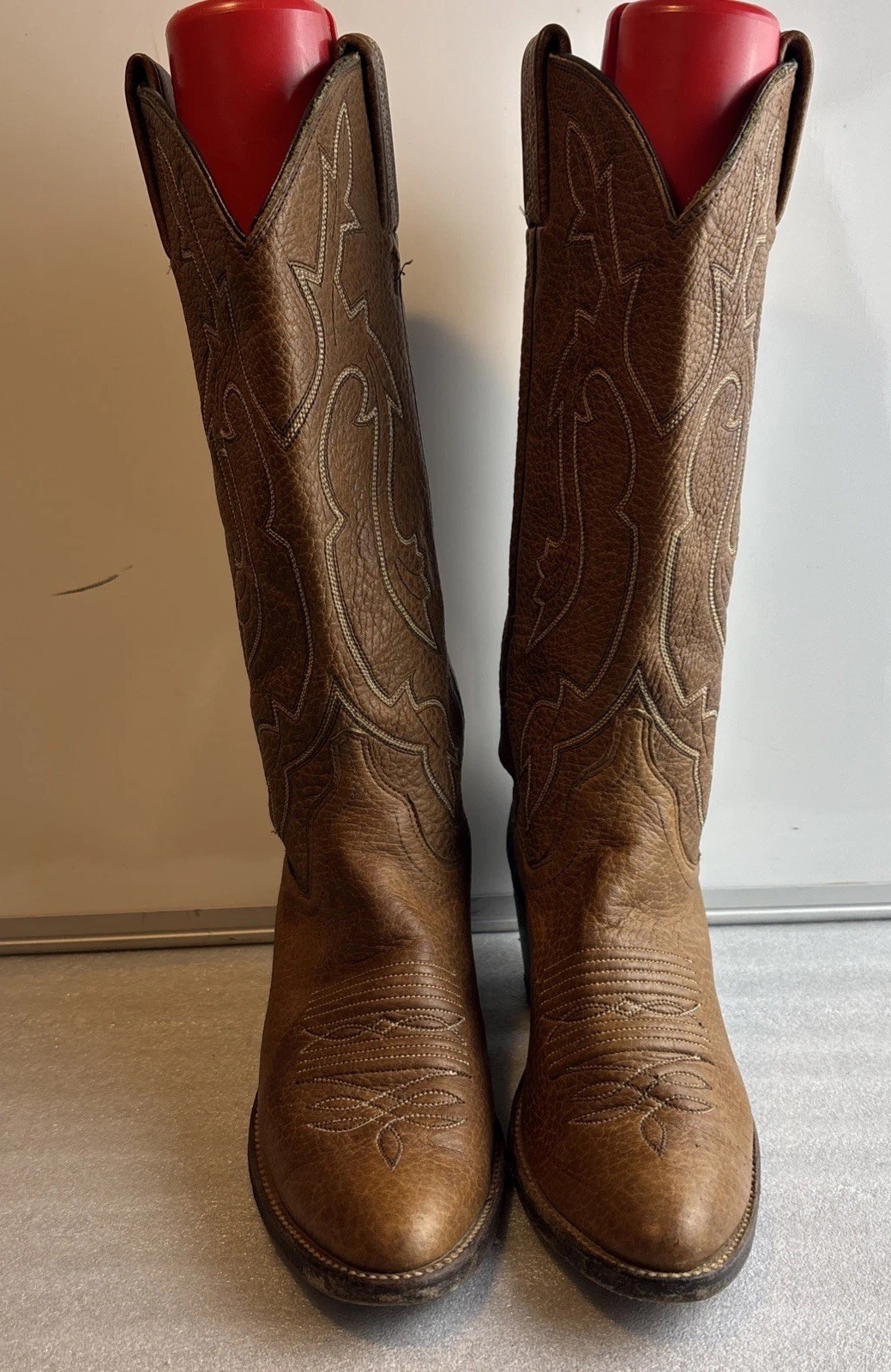 Dan Post Cowgirl Boots Women 7 A Brown Leather Western Stitched Pointed Toe