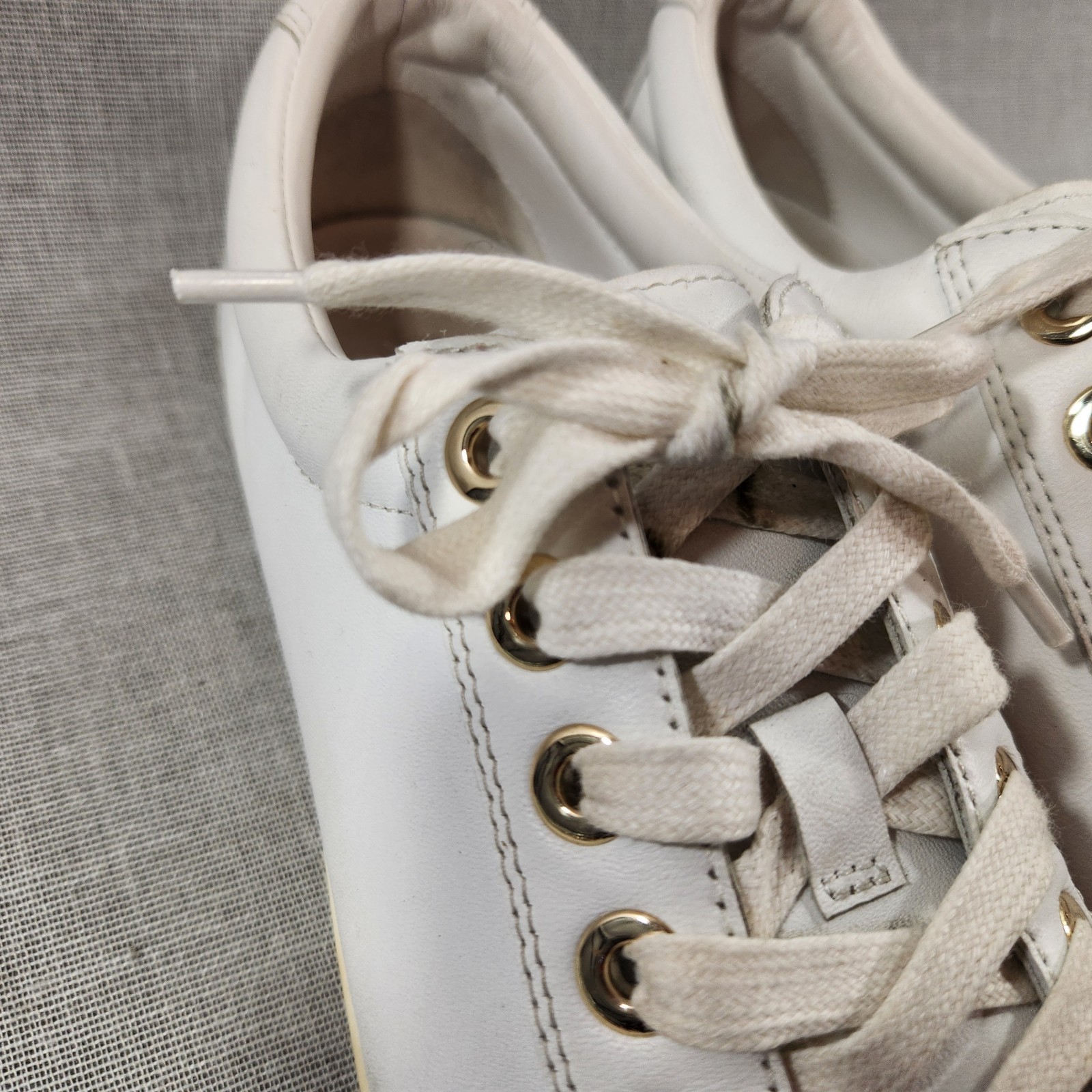Jimmy Choo Womens Size 8 Rhinestone White Leather Lace Sneakers SEE DESCRIPTION