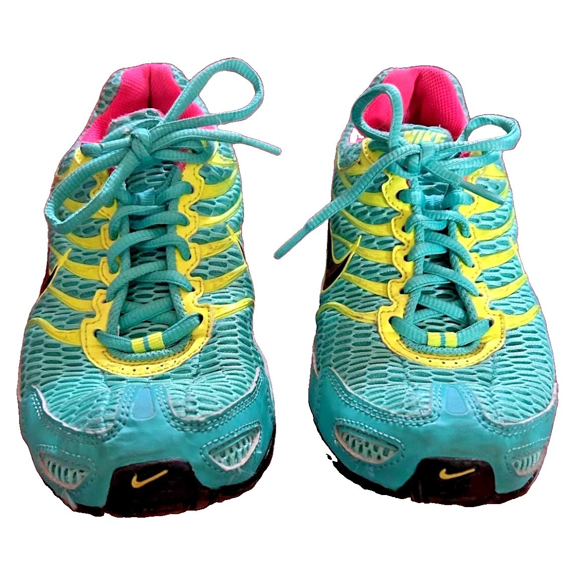 Nike Air Max Torch 4 Womens 6.5 Teal Jade Yellow Pink Running Shoes Gym Sneaker
