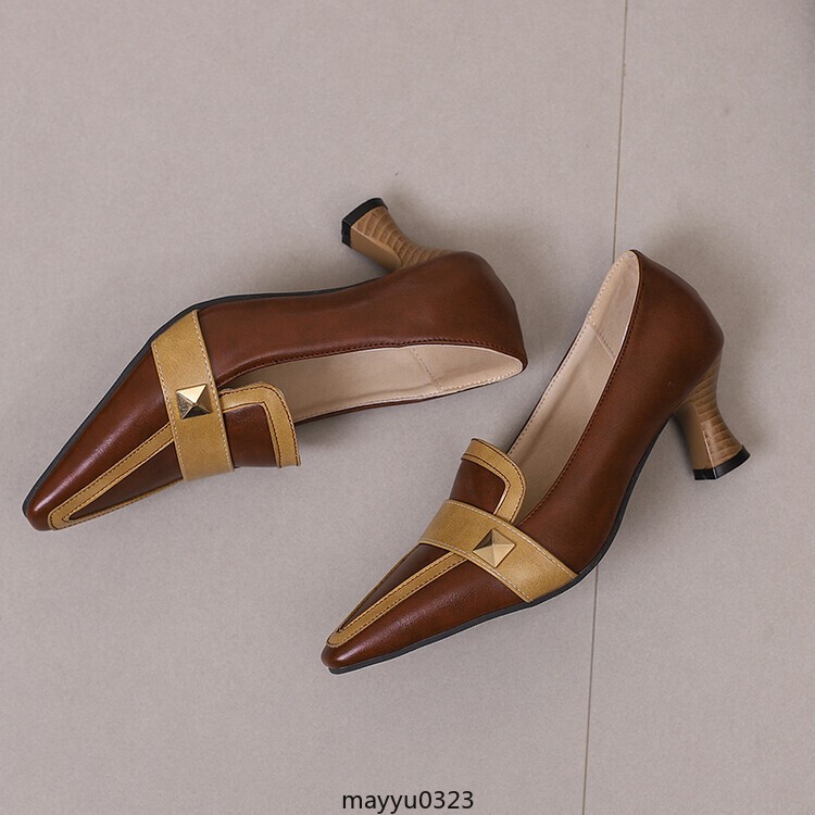 Womens Mid Block Kitten Heel Pointed Toe Slip on Party Pumps Shoes 48/49/50