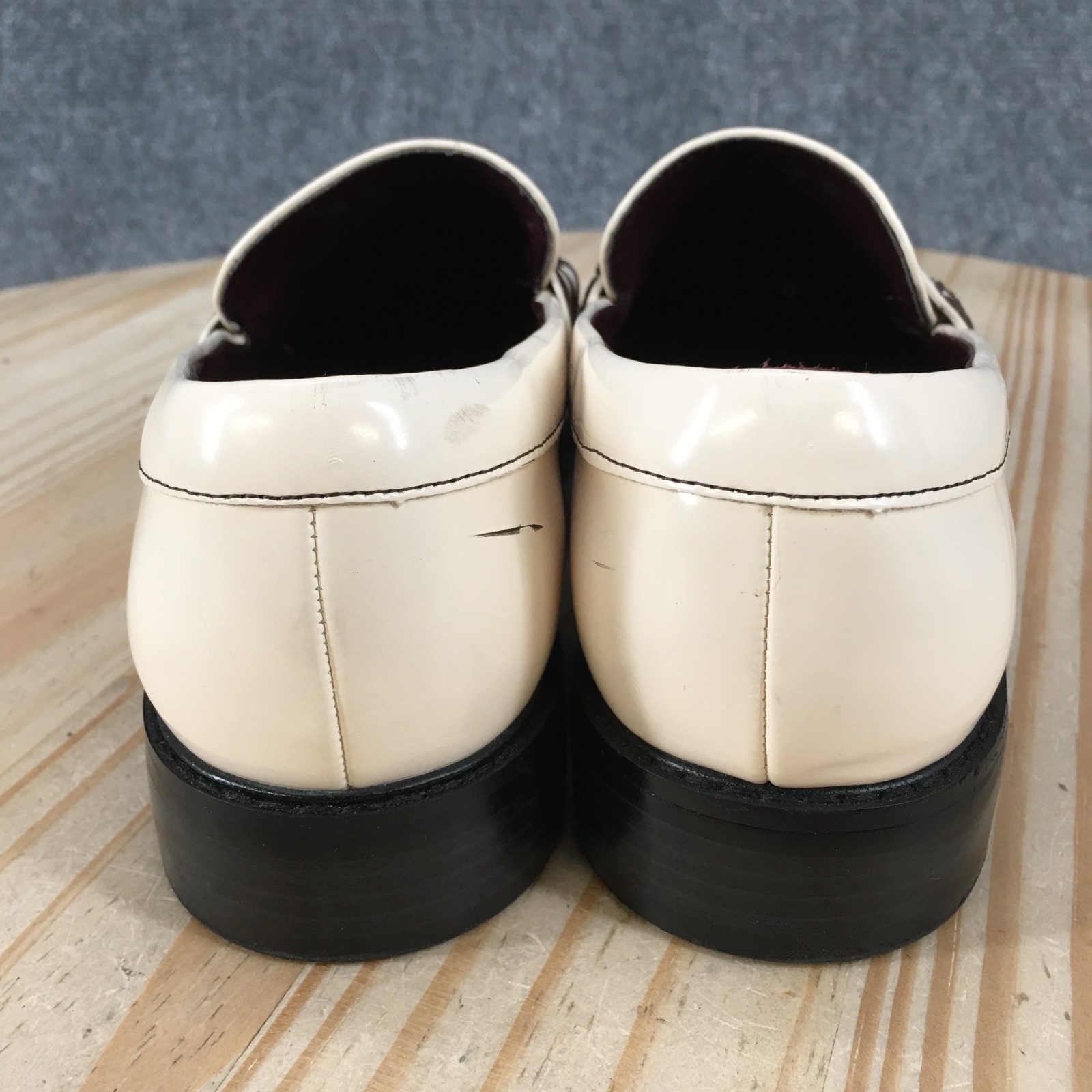 Franco Sarto Alonzo Kiltie Penny Loafer Shoes Womens 7.5 M Casual Leather Cream