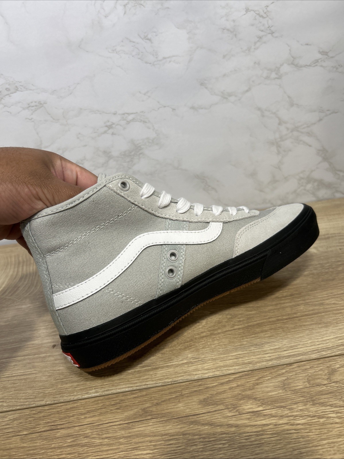 Vans Gilbert Crockett Hi Top Light Grey White Canvas Women Shoes 721454 Sz 5.5
