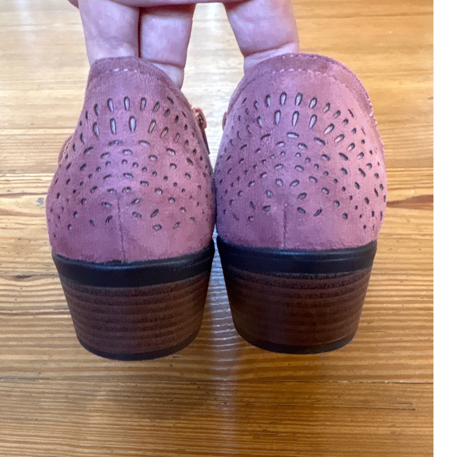 Ankle Booties Women Mauve Rose Perforated Laser Cut Boho SIZE 40