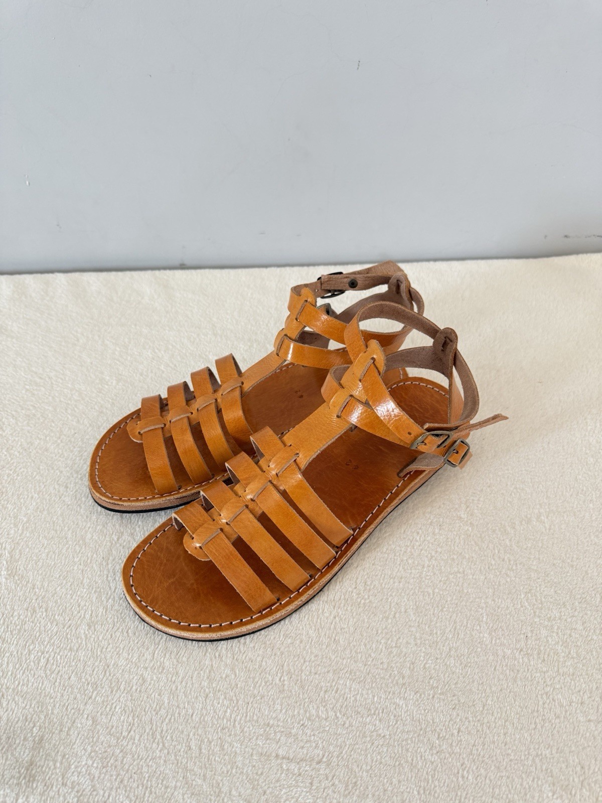 Handcrafted Genuine Leather Women’s Sandals – Five-Strap Cognac | 100% Handmade