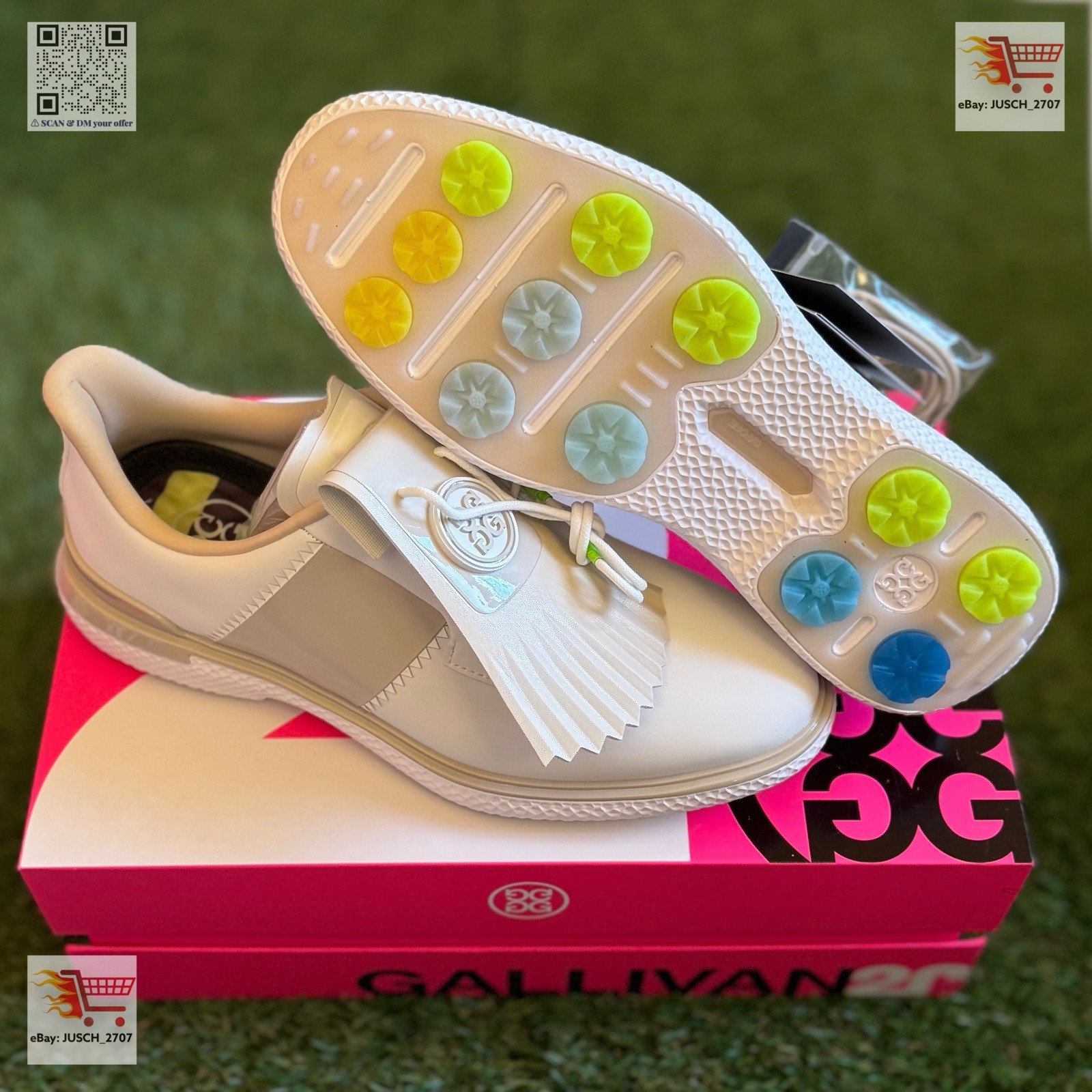 G/Fore Gallivan2r Golf Shoes Sneaker⛳️ LADIES US 8.5 Khaki Stone Stripe Kiltie