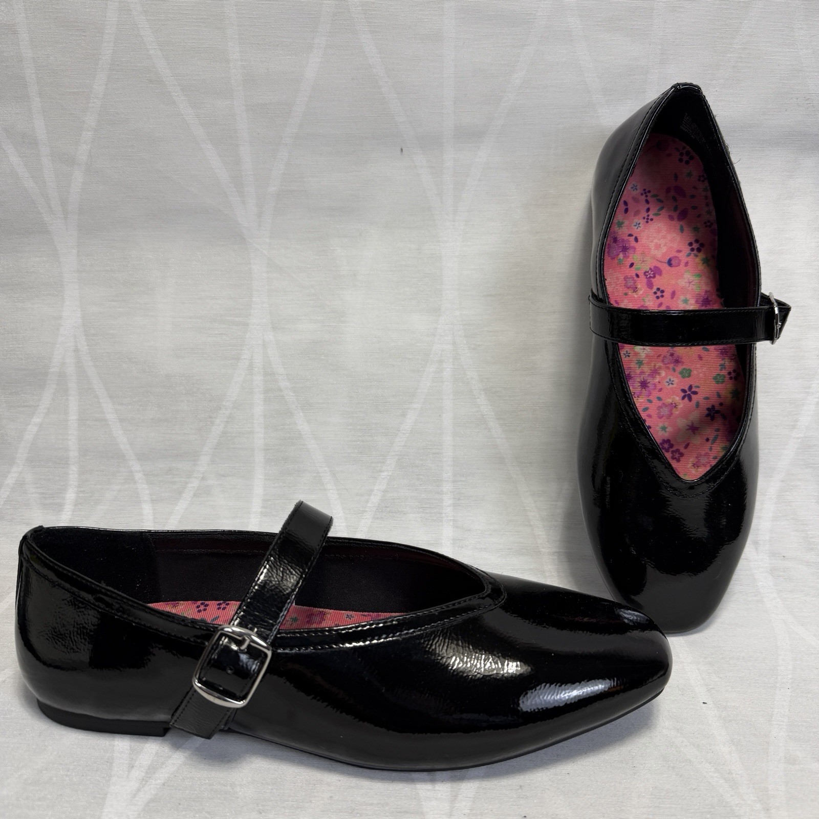 Mary Jane Flats Black Patent Leather Ballet Buckle NWOB