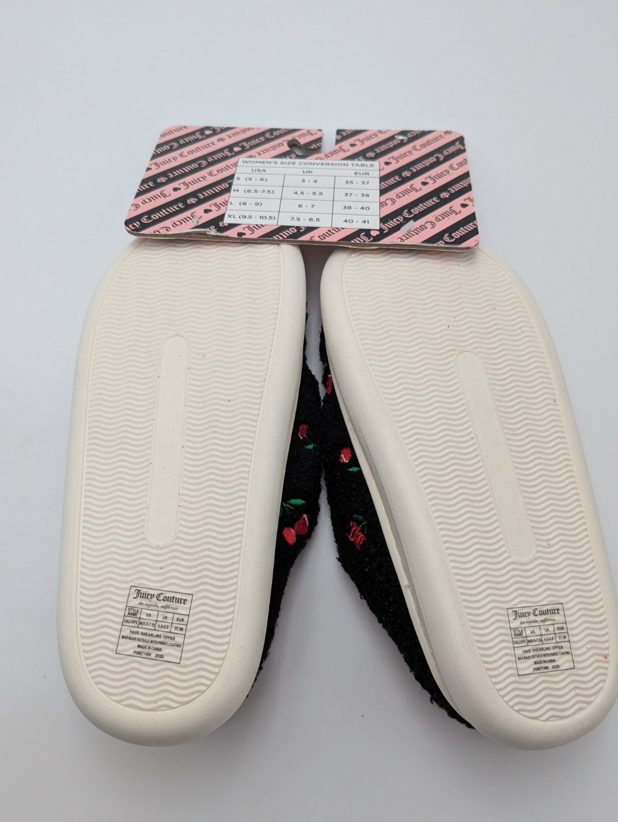 Juicy Couture Women’s JC-CALLIOPE Cherry Print Slip-On Slippers Size M 6.5 7
