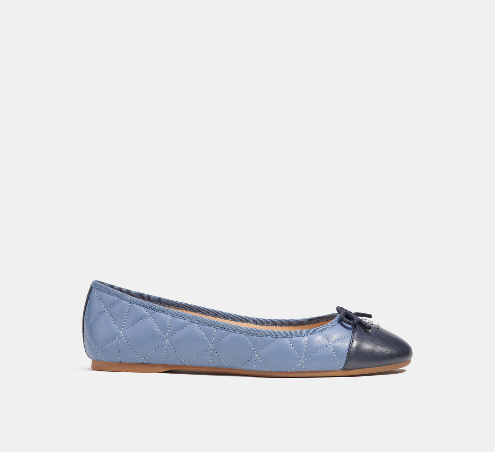 Coach Flat Shoes Women’s Two Tone Blue Leather Allyson Quilted Ballet Slip On