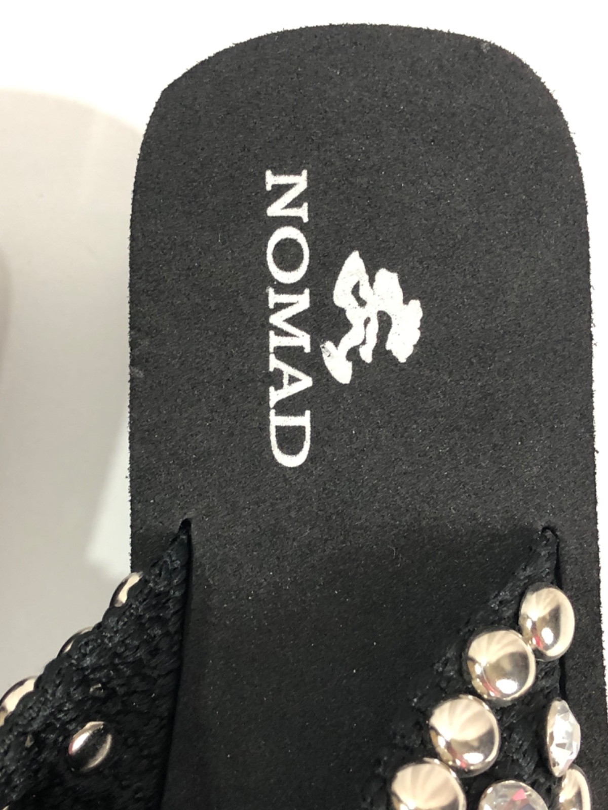 Nomad Football Sandals Flip Flop Thong Black Rhinestone Studs – Women Size 6