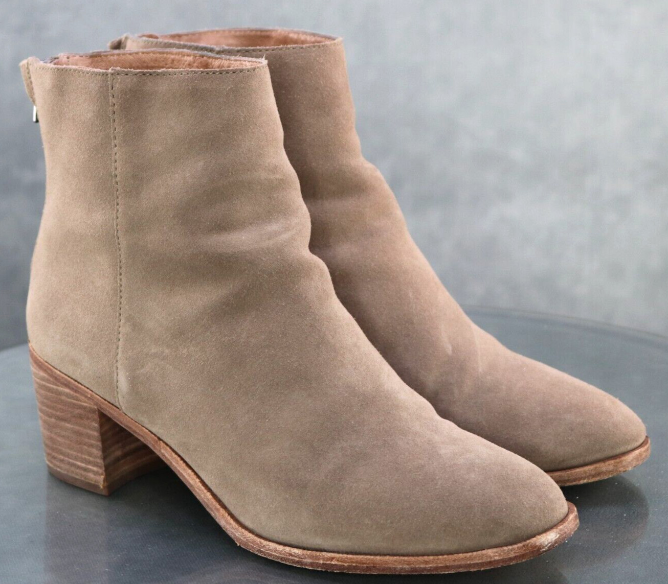 Madewell Pauline $140 Women’s Stacked Heel Booties Boots Size 9 Leather Tan