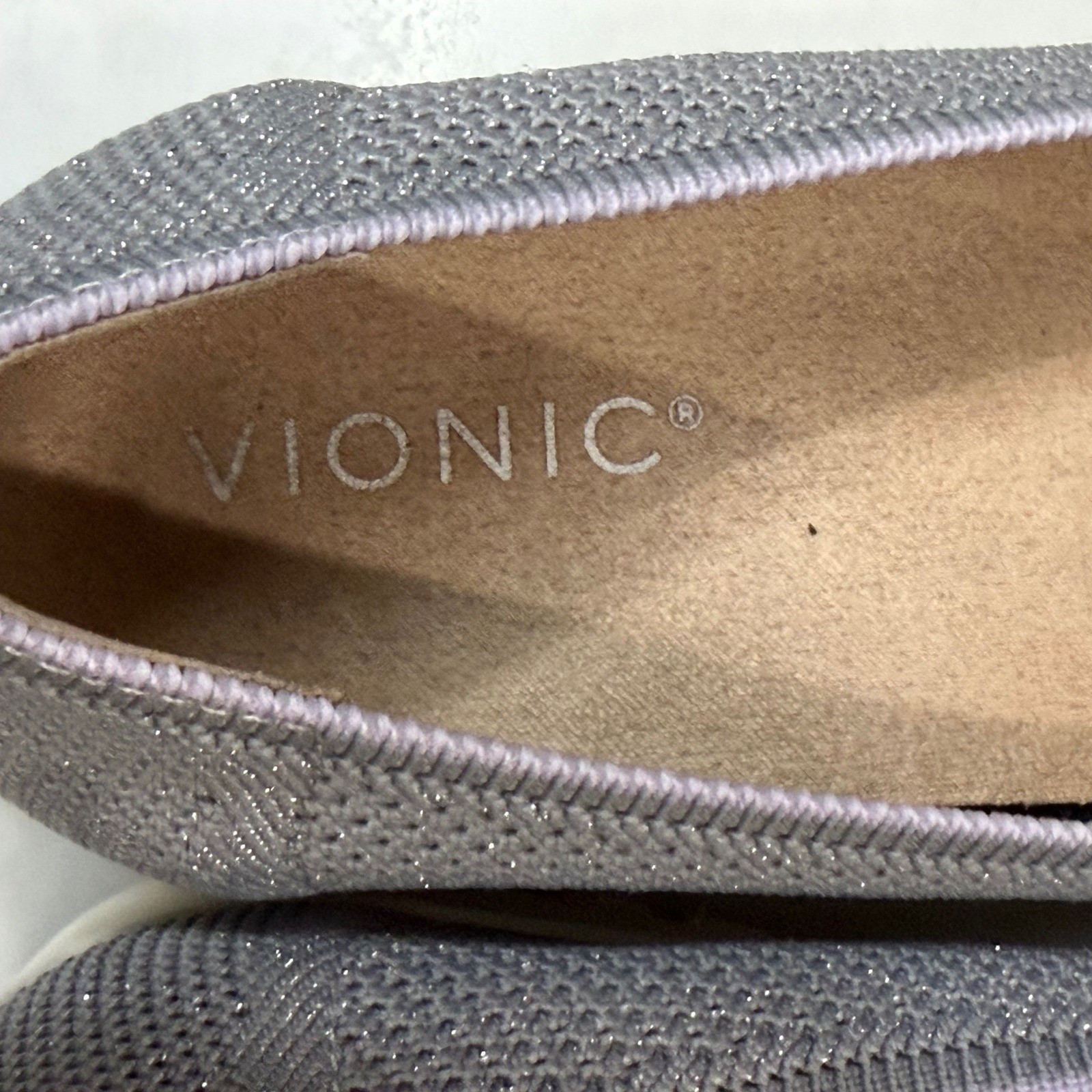 Vionic Uptown Skimmer Knit Shoes Womens 8.5 Gray Breathable Casual Comfort Flats