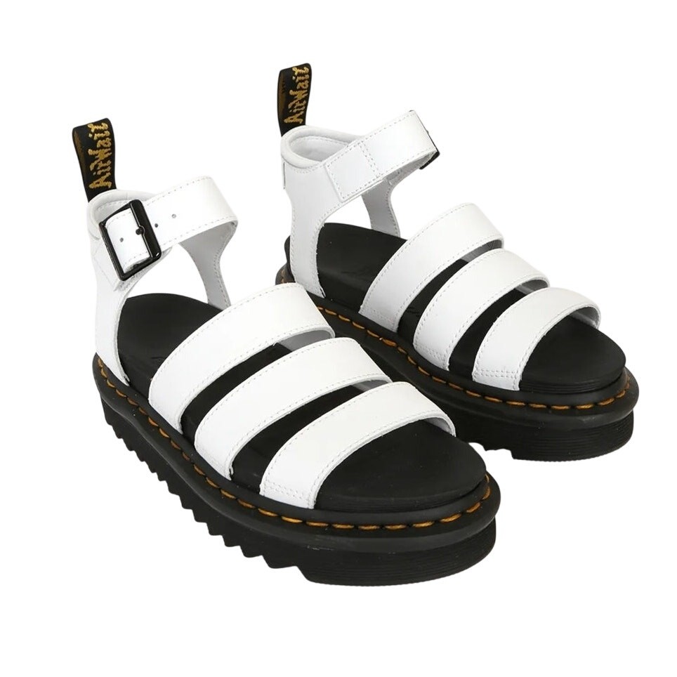 New Dr. Martens Blaire Hydro Leather White Platform Sandals LA004 Women Size 10