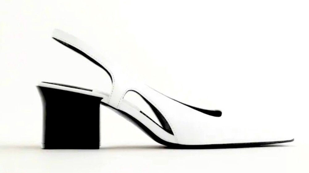 ZARA SQUARE TOE HEELED SLINGBACKS IN CHALK WHITE WOMENS 36 US 6.5/ 7
