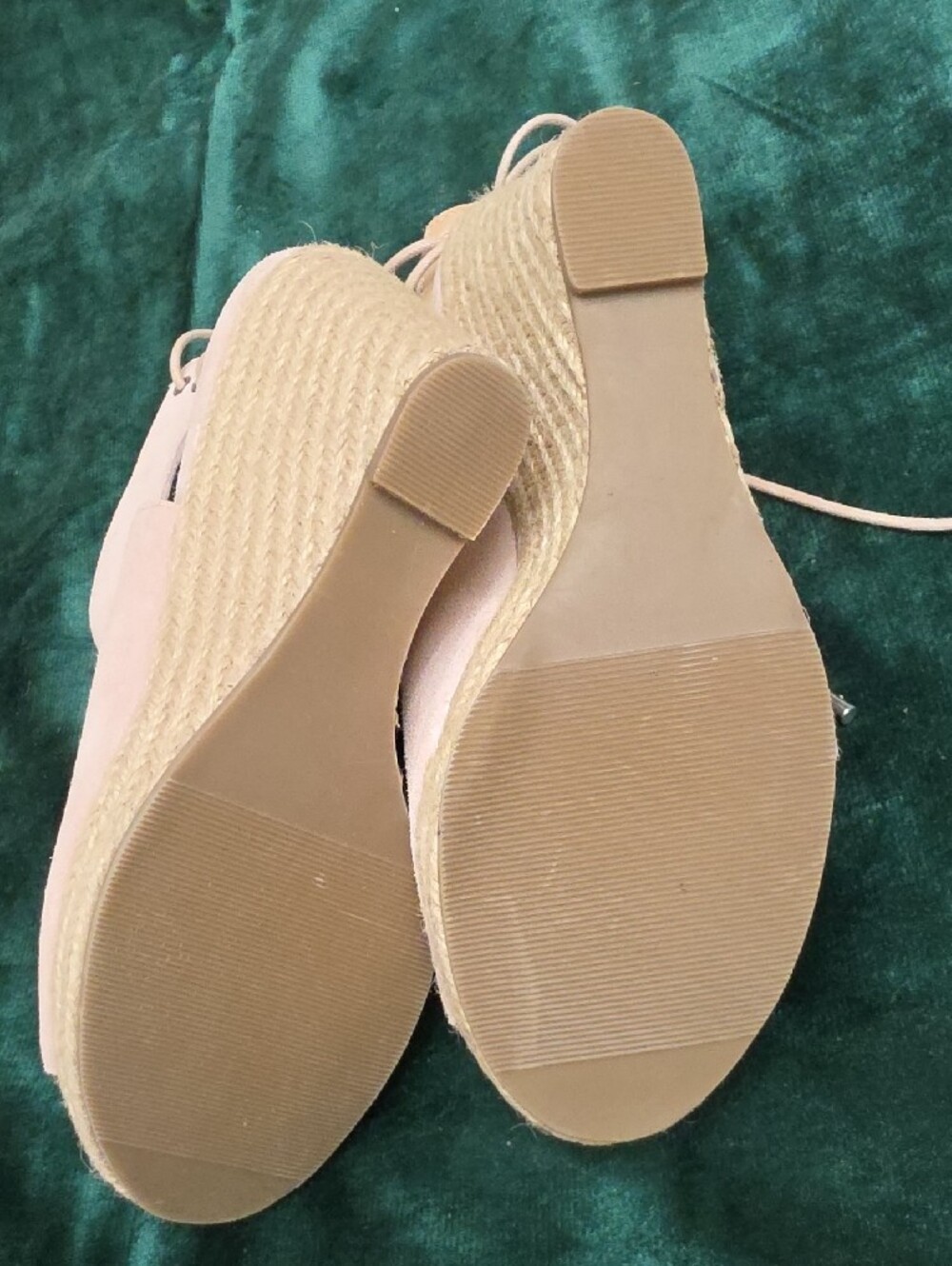 Laurie Felt Suede Lace-Back Peep-Toe Wedge Espadrille – Size – 8.5