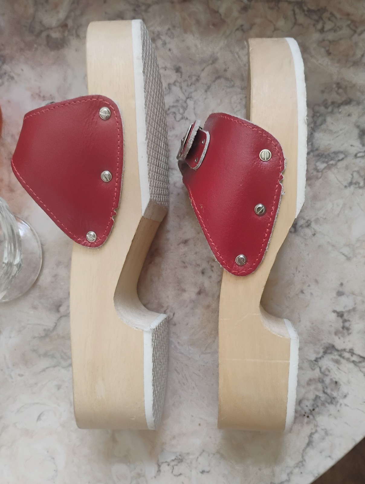 Original vintage Dr. Scholls red leather exercise sandals sandals sz 9 Italy