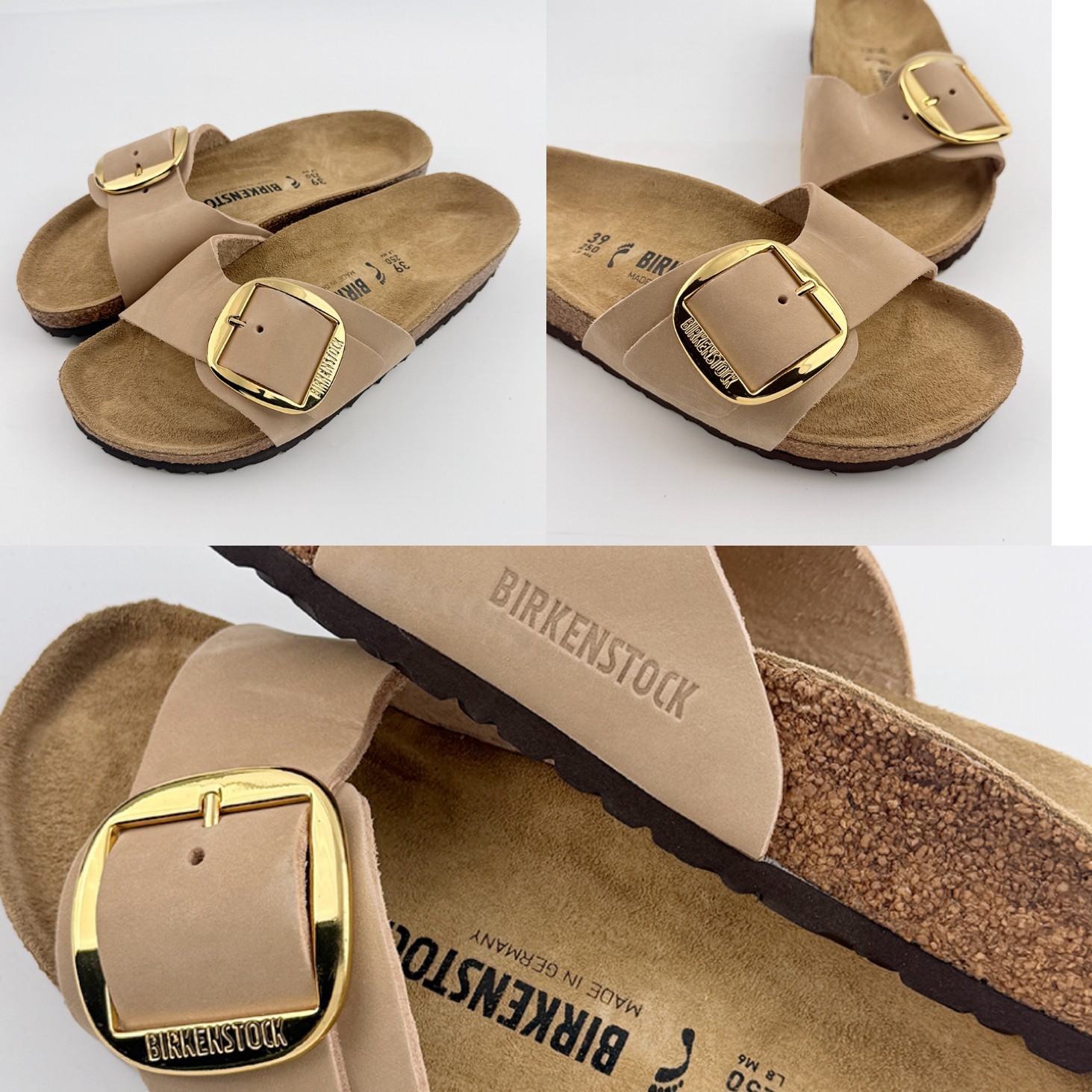 Birkenstock Madrid Big Buckle Women’s Sandcastle Nubuck Leather Sandals EU37-41