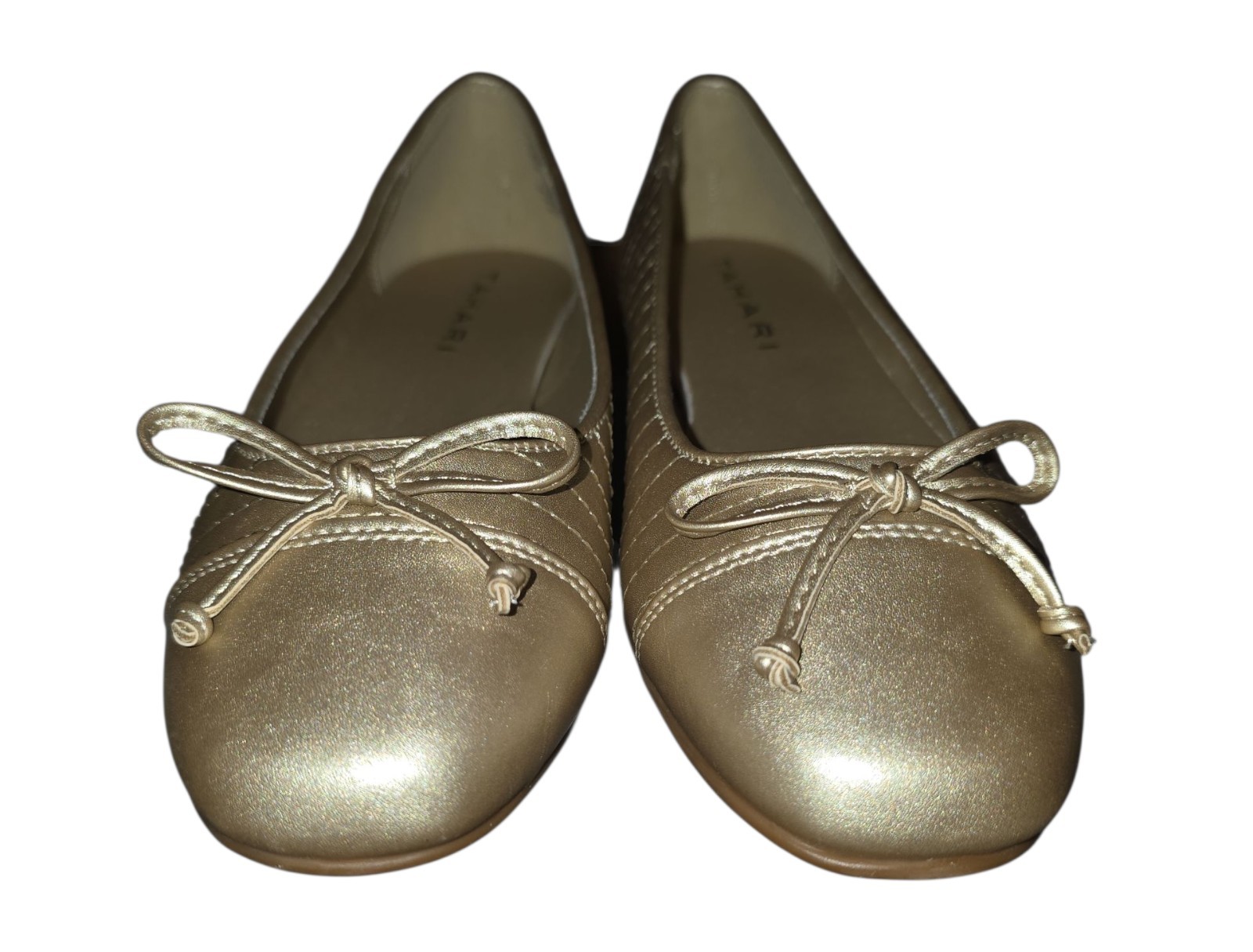 Tahari Villa – Women’s – Ballet Flat Metallic Gold Faux Leather Slip On Shoes