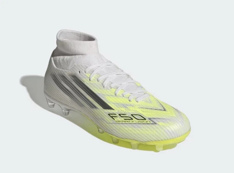 new womens 8 Adidas F50 Sparkfusion League FG/AG Soccer Cleats White Volt JP8350