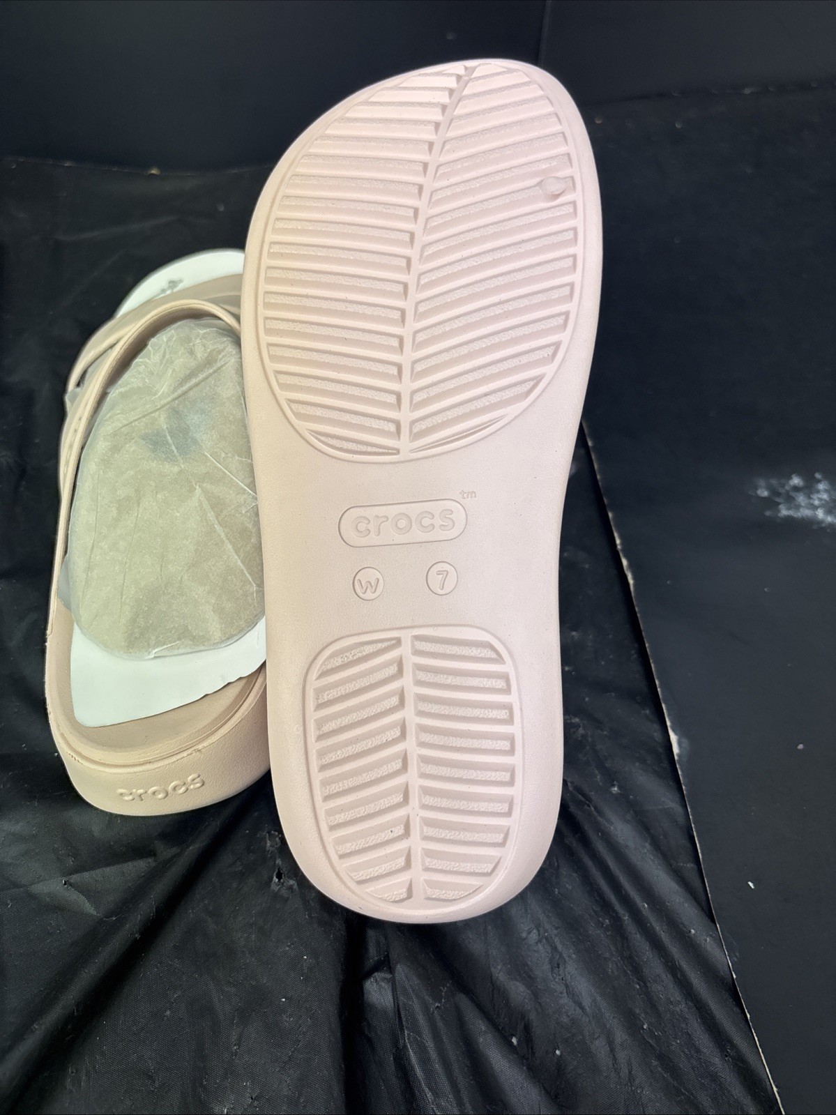 Crocs Getaway Strappy Sandals Slide Comfort Casual Beige Women’s Size 7 NWOB