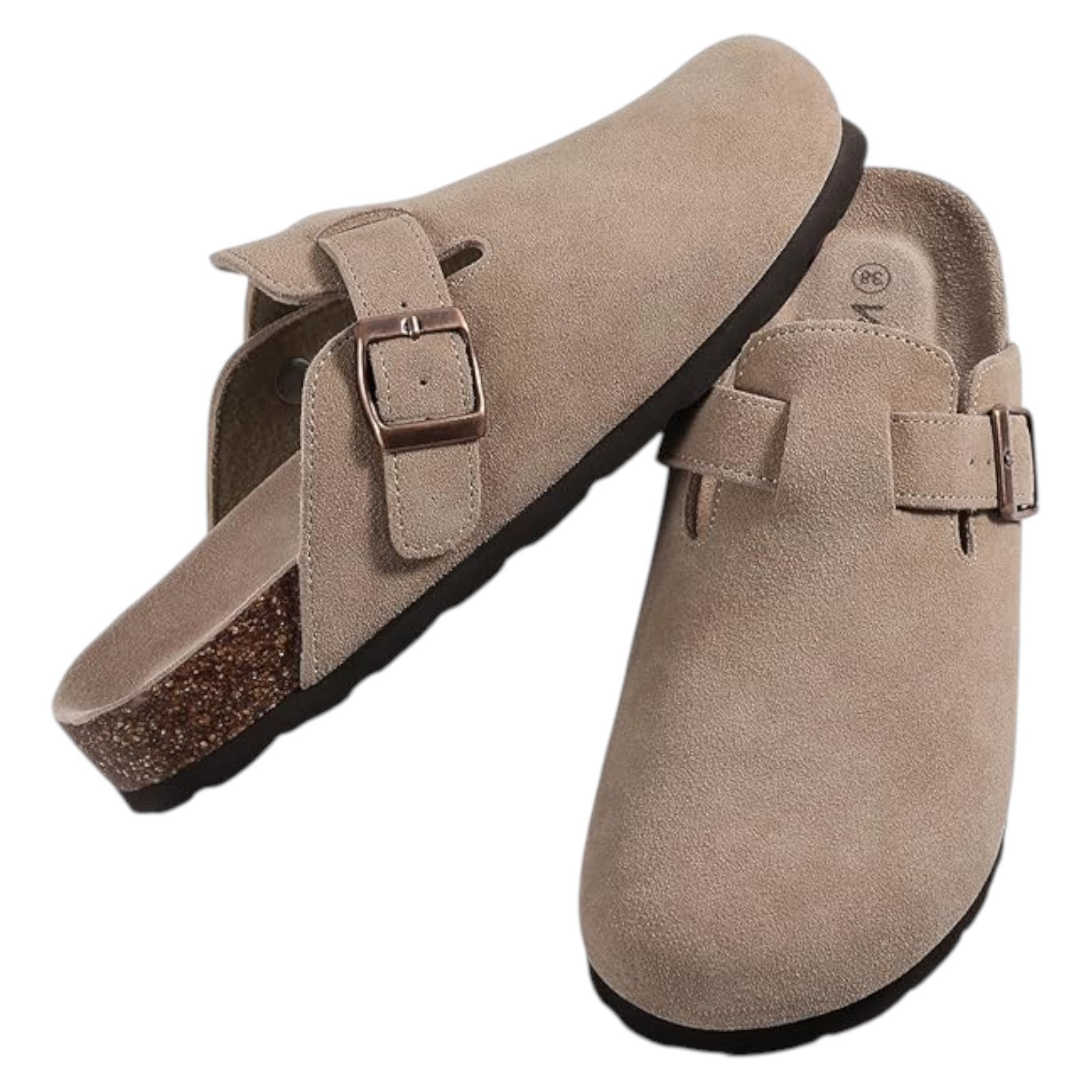KIDMI Women’s Suede Clogs Leather Mules Cork Footbed Sandals Potato Shoes | Sz10