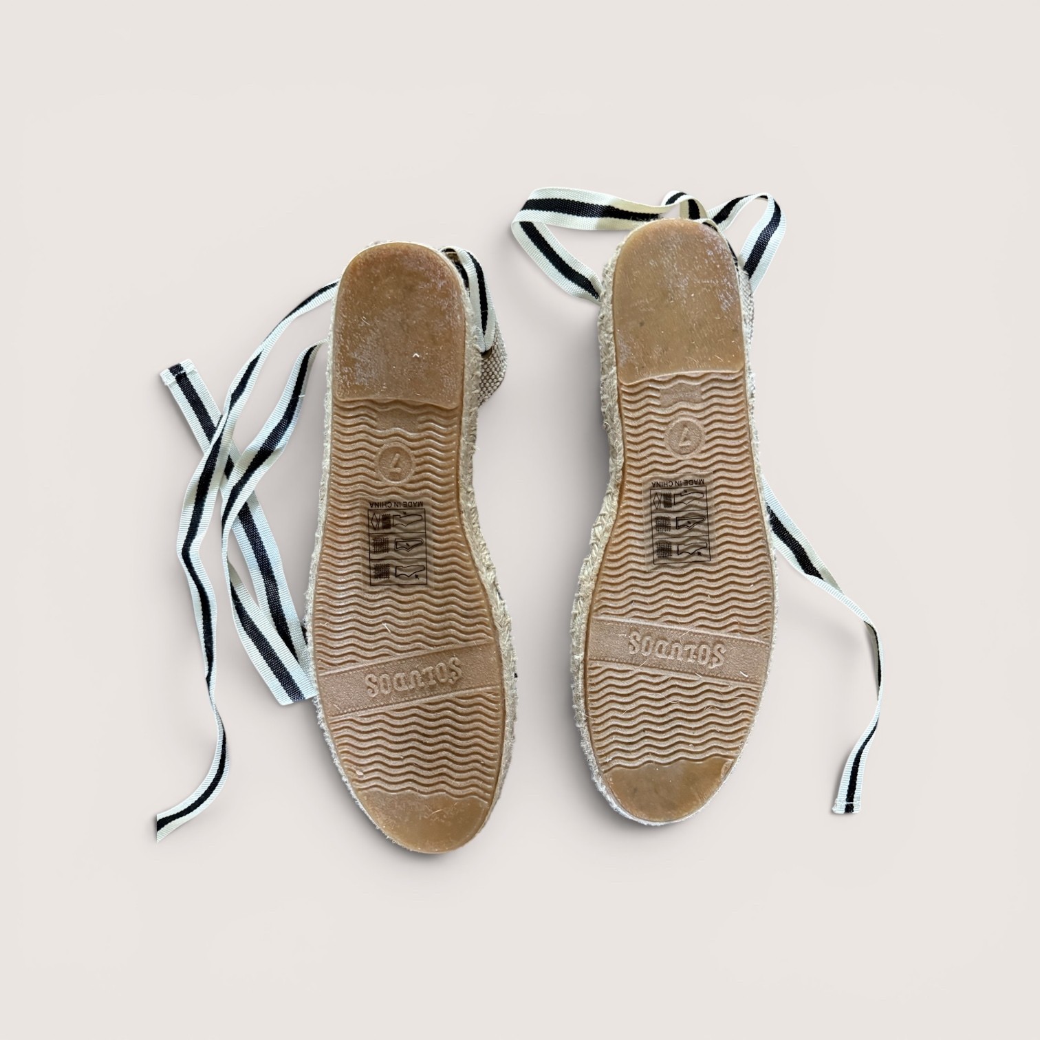 Soludos Crème/Black Striped Espadrille