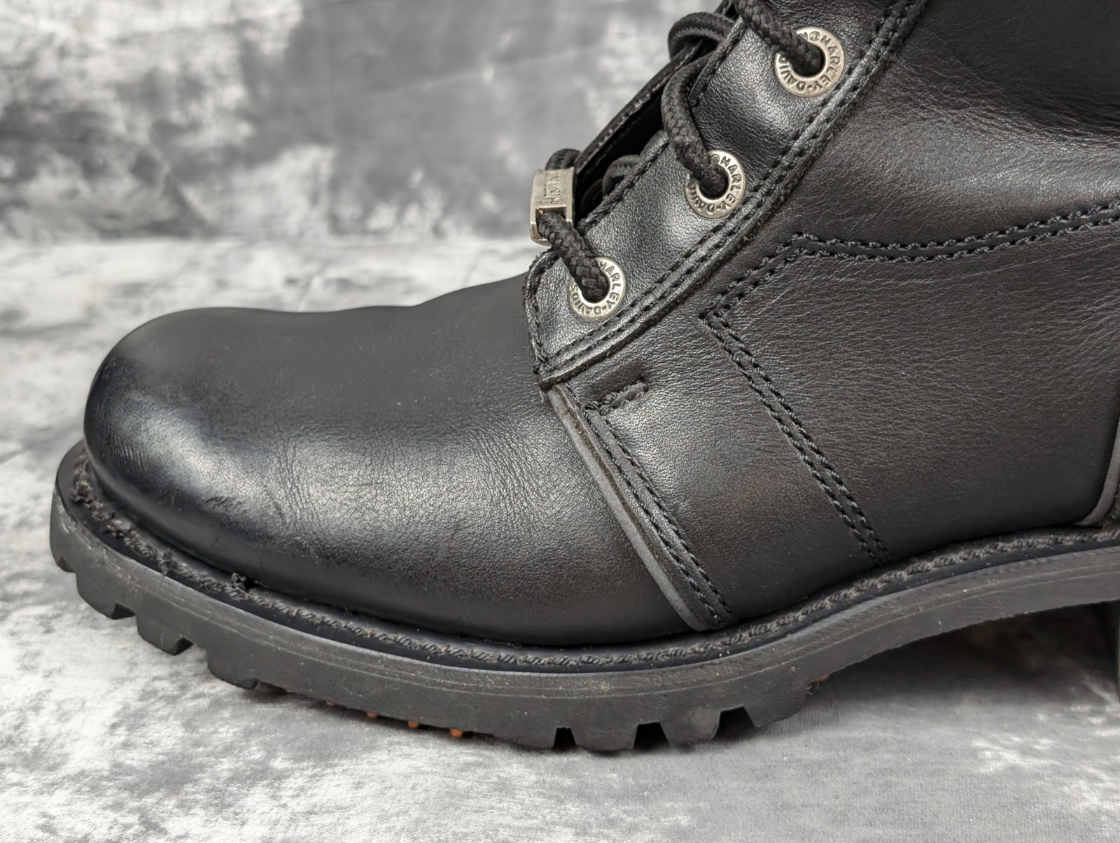 Harley Davidson Motorcycle Boots W 8.5 Leather 88352 Skull Peg Bar Heel Bolt
