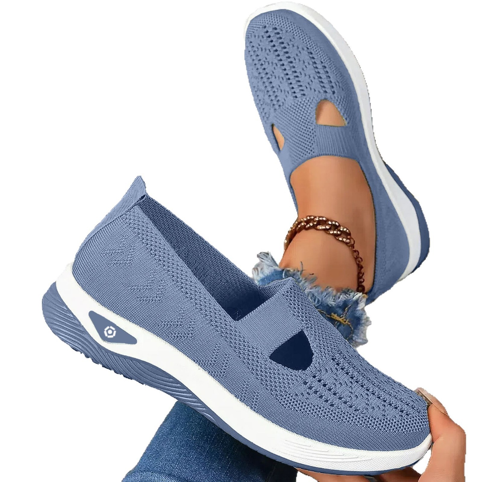 Women Mesh Flats Shoes Breathable Slip On Walking Sneakers Soft Non Slip Casual