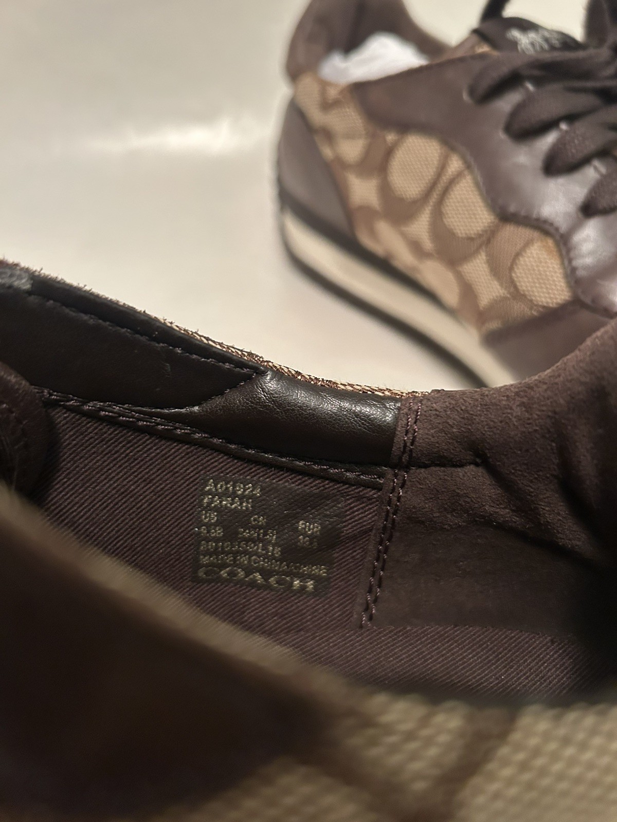 COACH Farah Women’s Sneakers Brown & Khaki Signature Leather Jacquard US 9.58