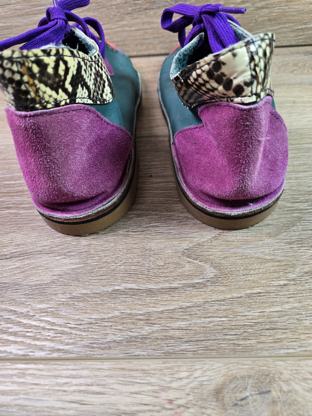 Hand Painted Leather Shoe Sz 8 Vibram Soles UFO Space Wearable Art Handmade Boho