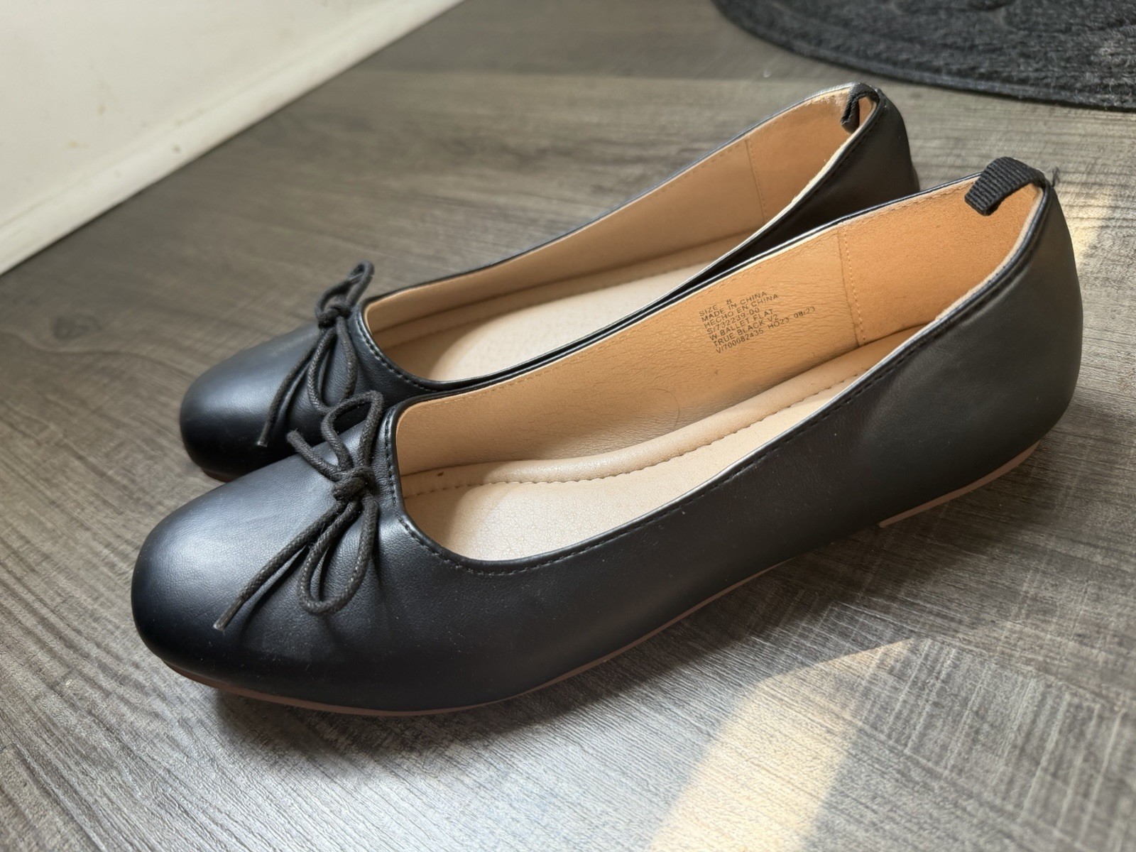 Gap Black Bow Ballet Flats Round Toe Slip-On Solid Women’s US 8