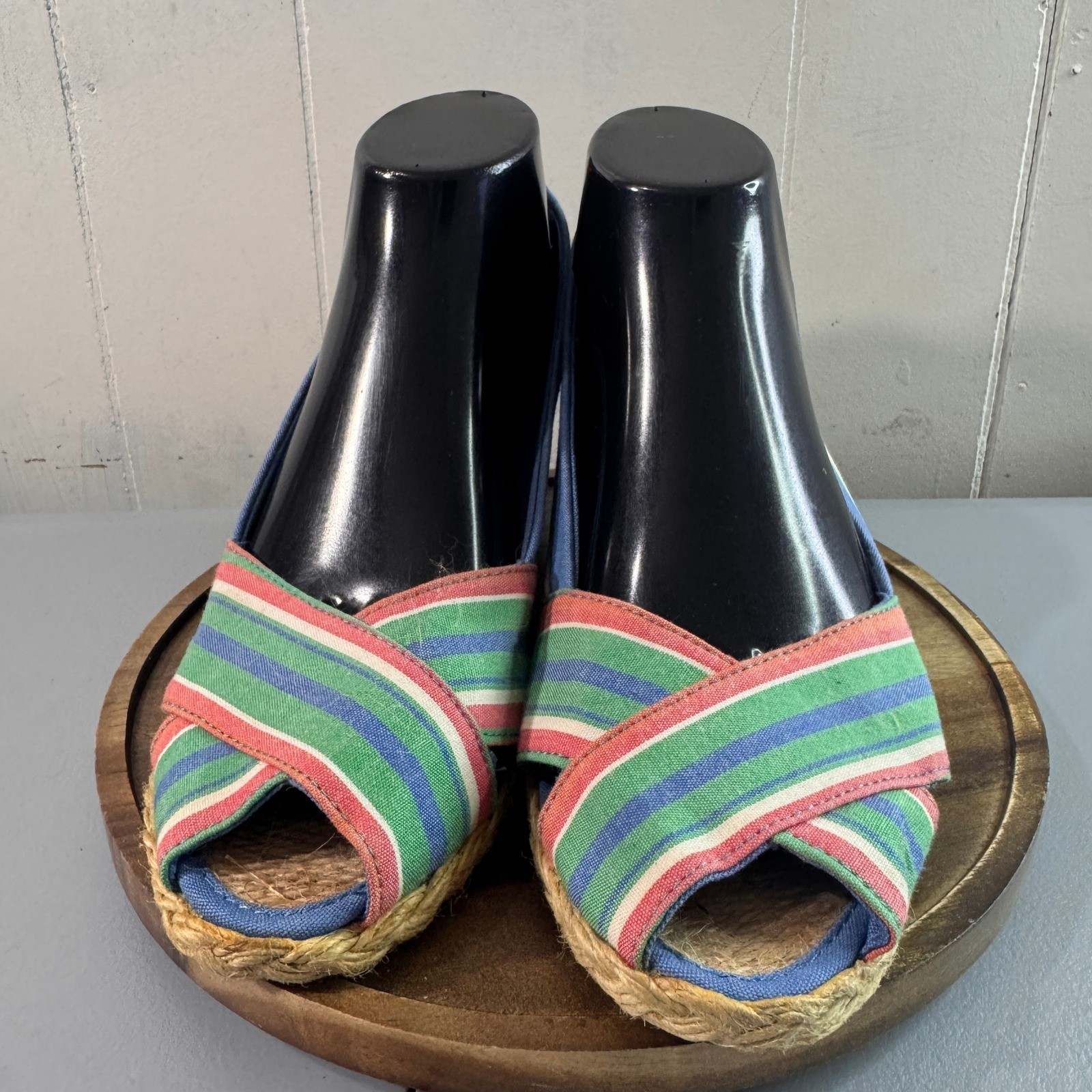 Lauren Ralph Lauren Cecilia Wedge Espadrille Womens 8.5B Multi Striped Good Jute