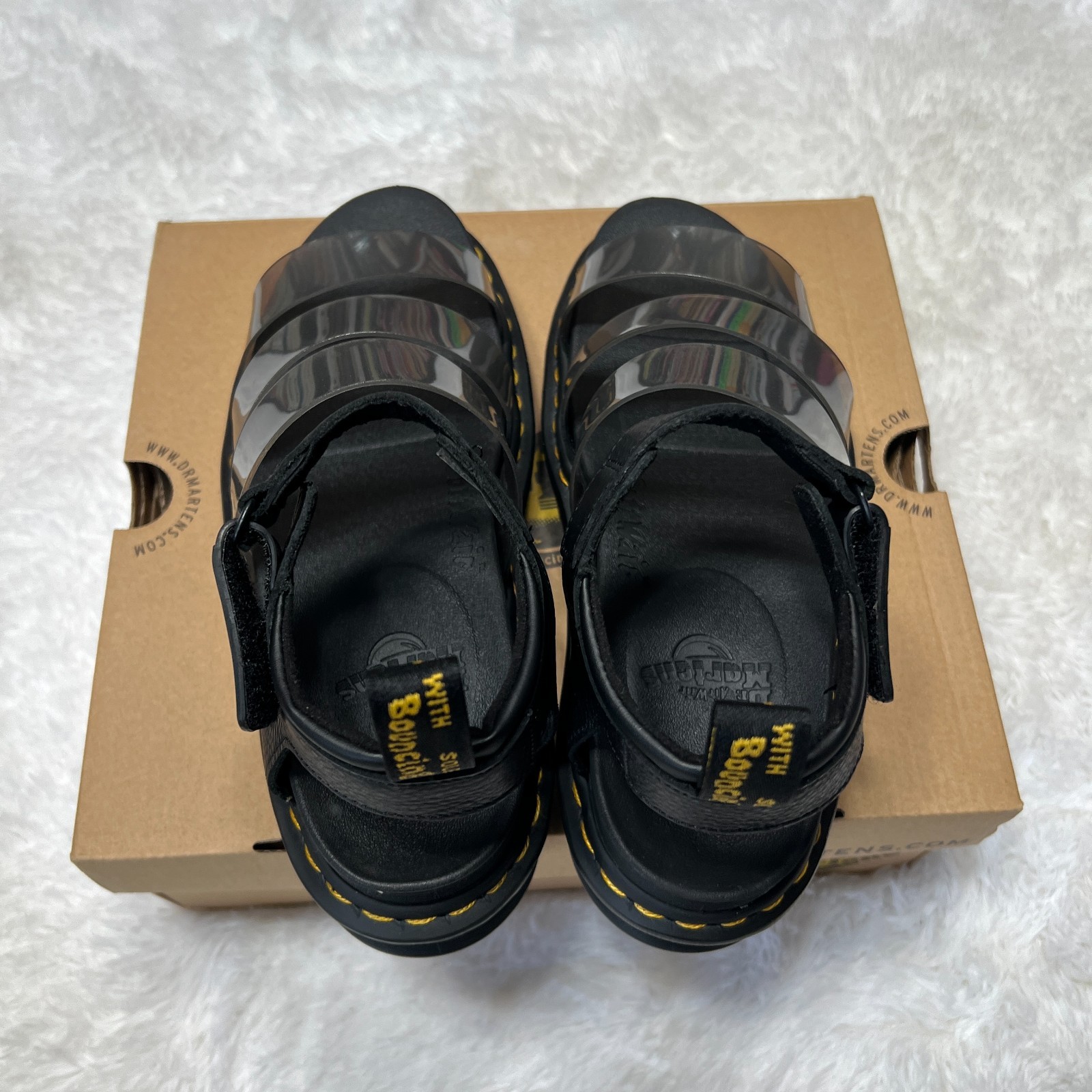 DR MARTENS BLAIRE JELLY GLITTER STRAP SANDALS BLACK SIZE 9
