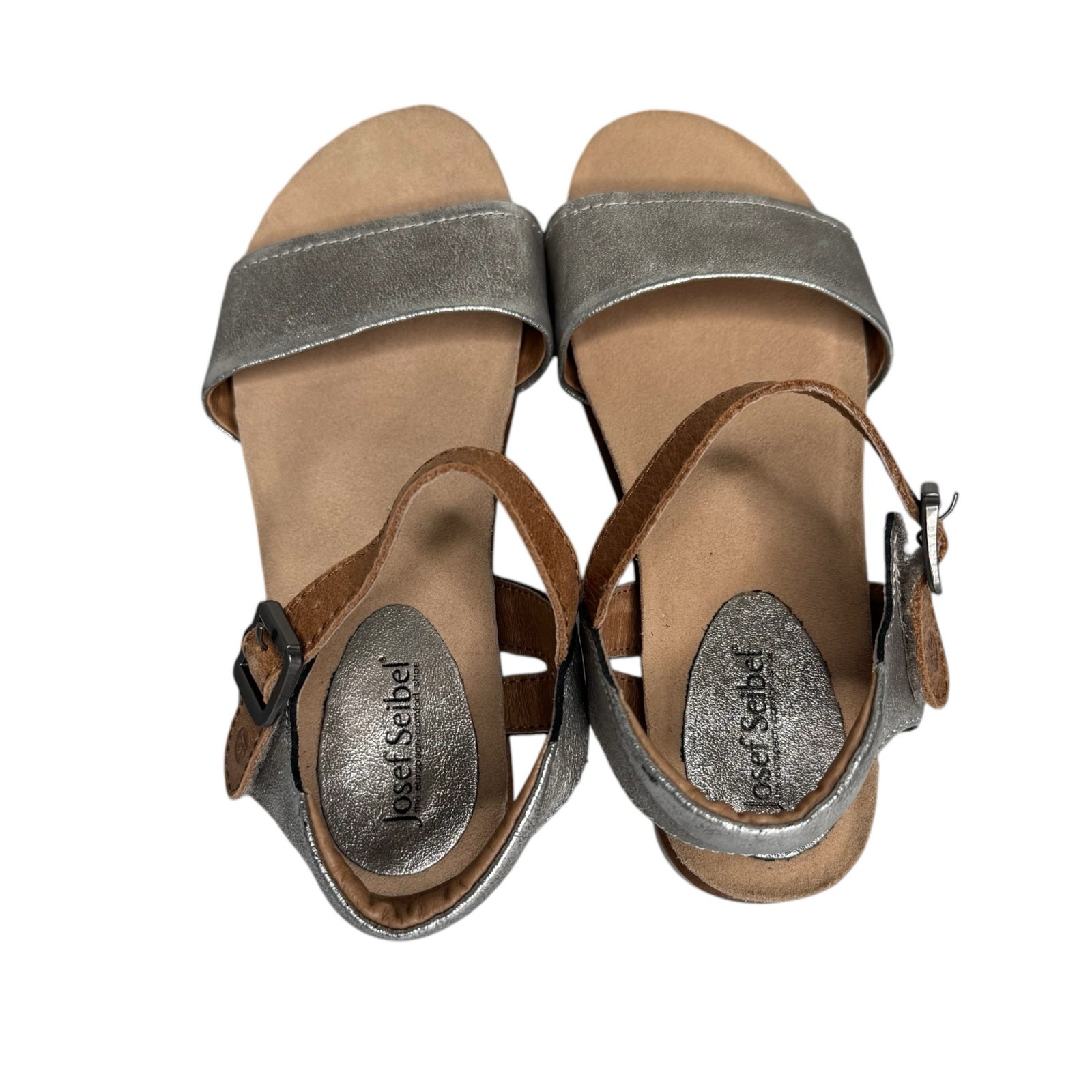 Josef Seibel Clea Platform Sandals – Metallic Silver – Size 36 (US 6.5)