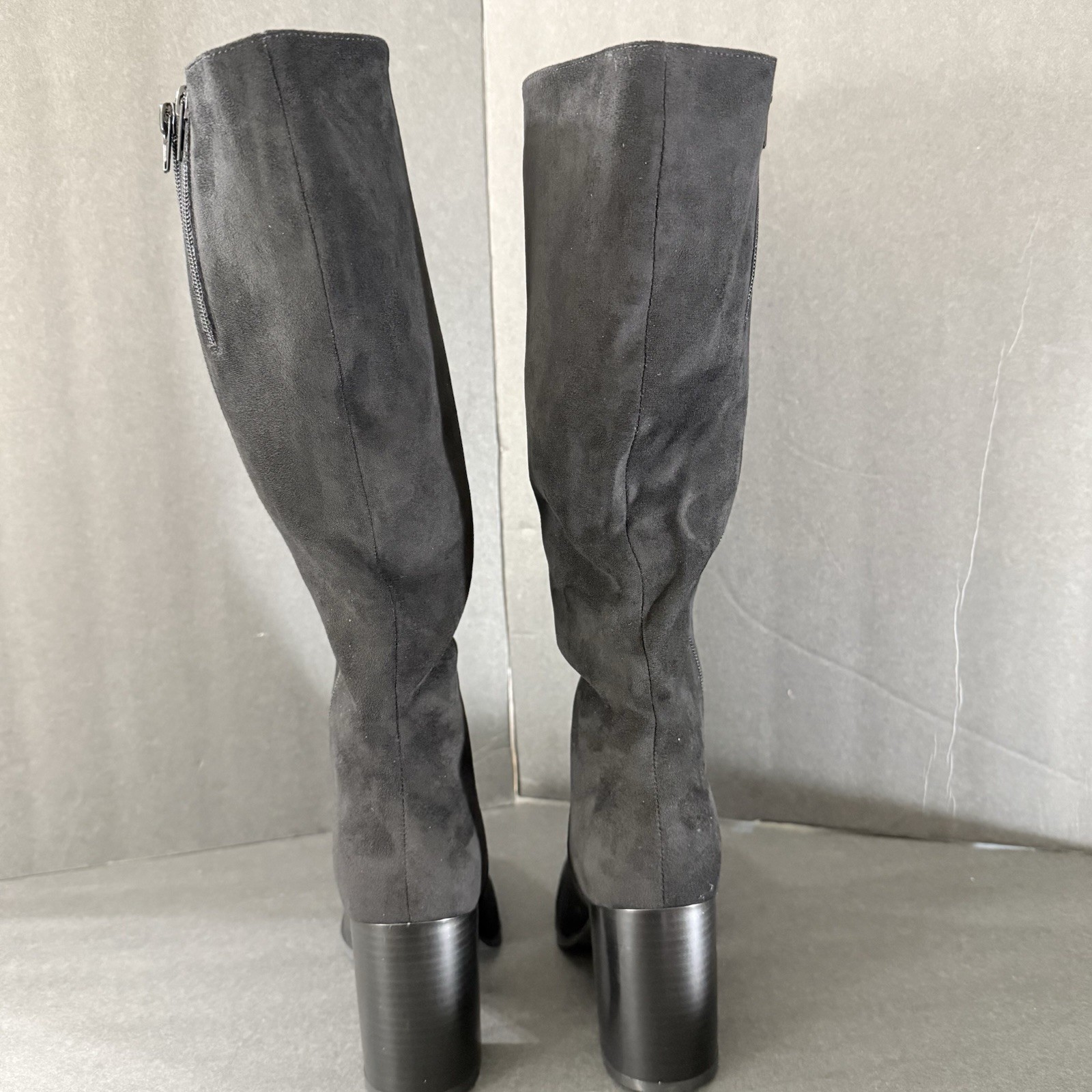 Black Suede High Heel Knee High black boots Winter fall block heel casual party