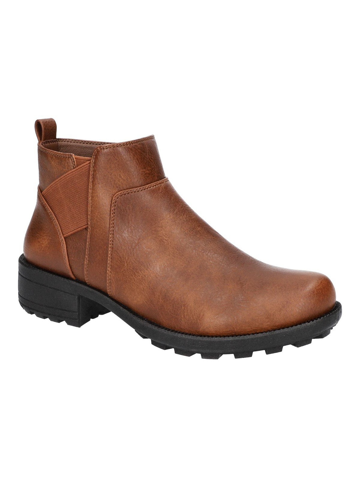EASY STREET Womens Brown Back Pull-Tab Amiga Round Toe Block Heel Booties 7.5 M