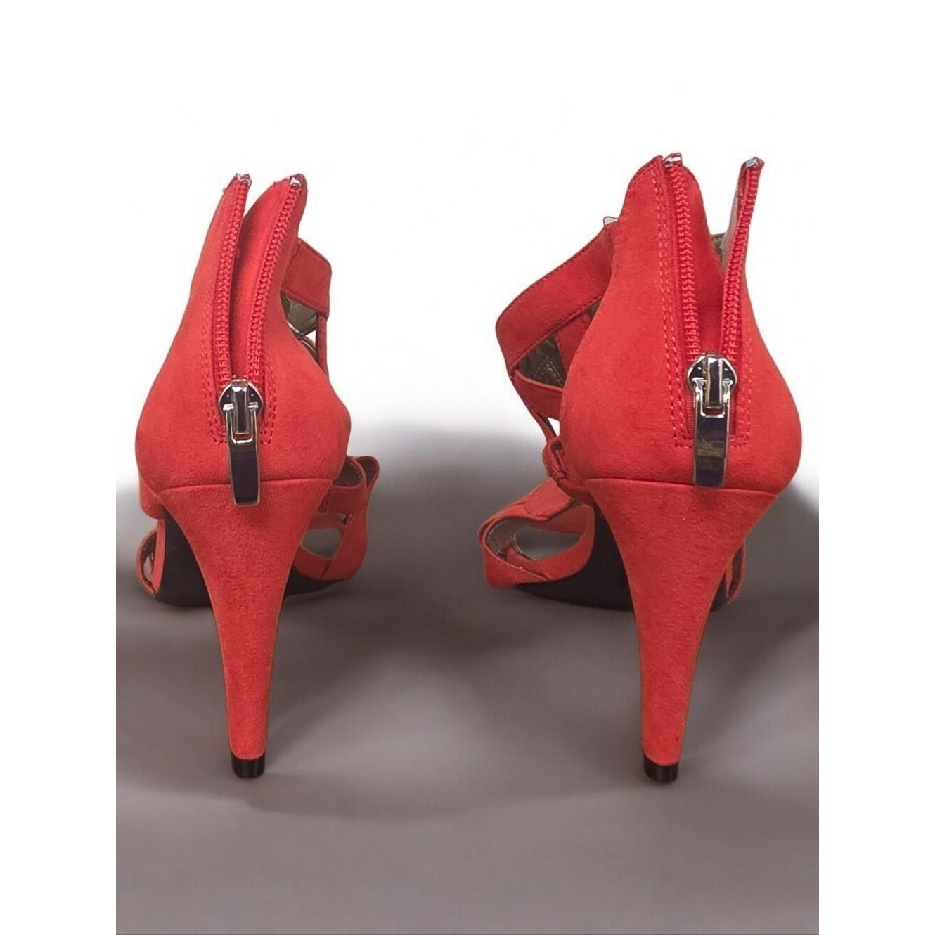 Kelly & Katie Vibrant Red Suede Cutout Heels