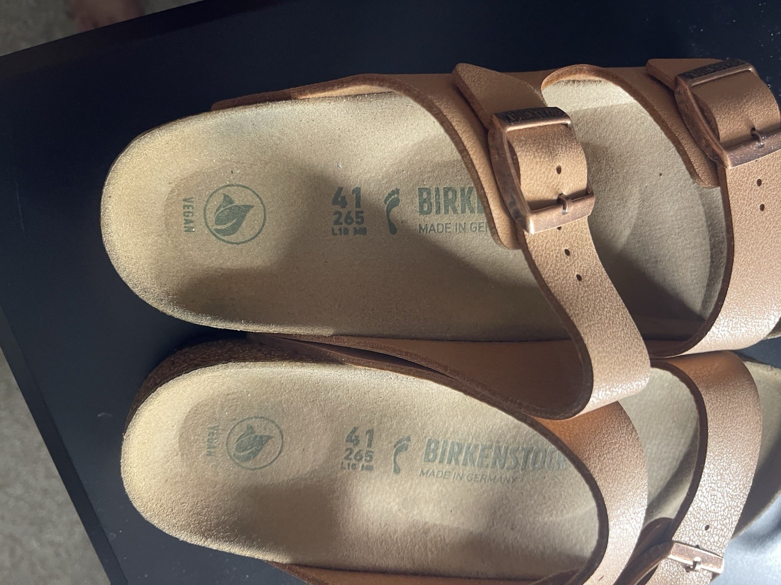 Birkenstock Women’s Brown Vegan 2-Strap Buckle Slide Sandals EU 41 US 10